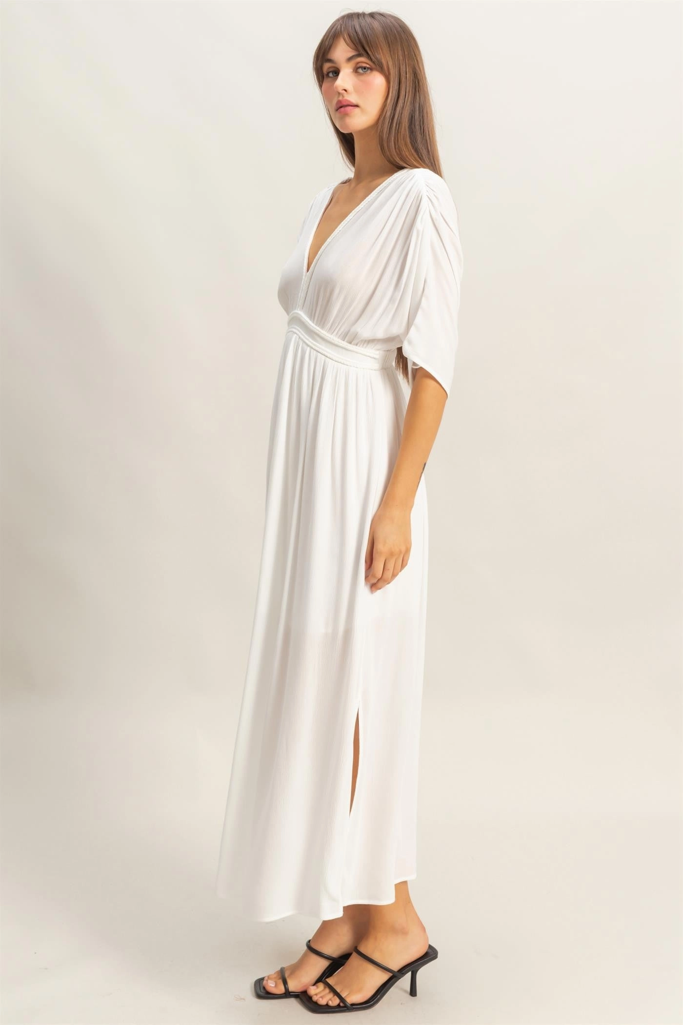 BRAID TRIM EMPIRE WAIST DRESS Smart Skirt Icon Glow