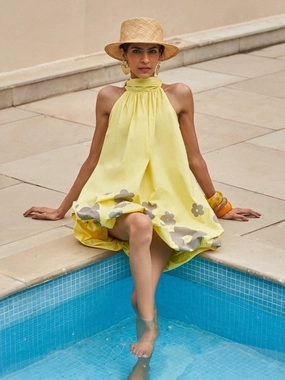 Night Mood Butter Yellow Floral Dress