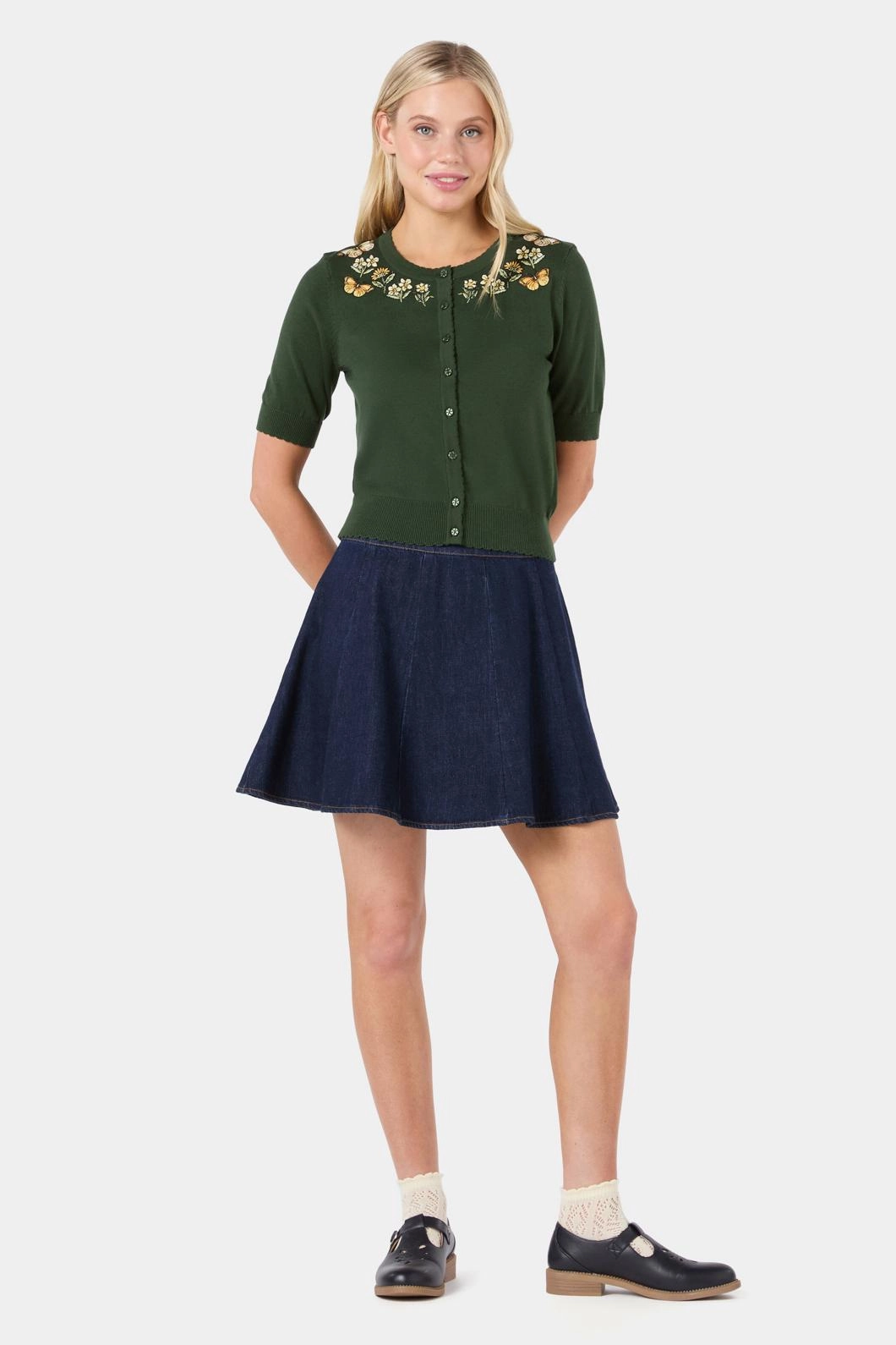 Butterfly Embroidered Cardigan Breathable Comfort