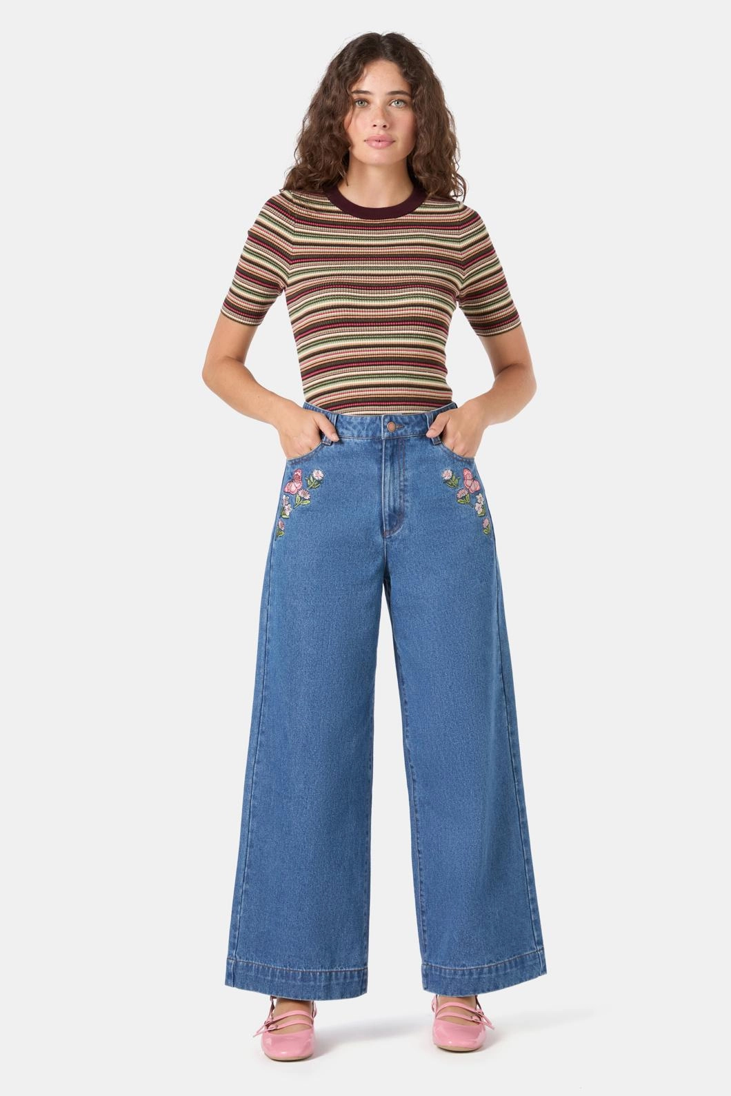 Butterfly Embroidered Jean Style Simplicity