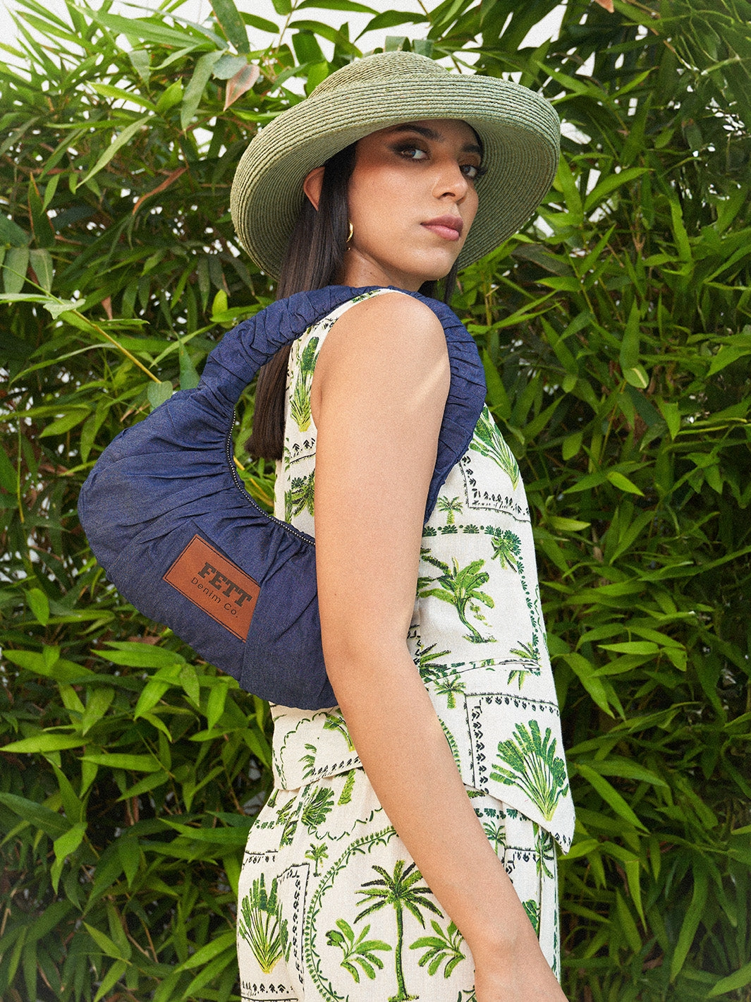 Cabana Palm Printed Co-ord Set Shiny Zip