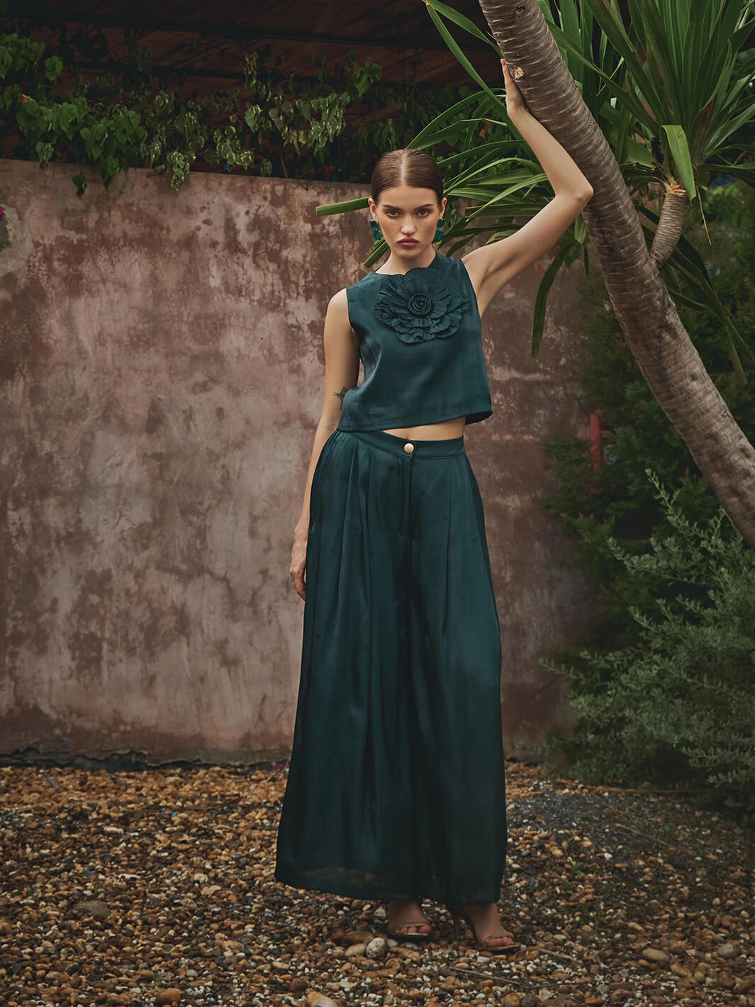 Diana Organza Applique Floral Pant Comfy Detail