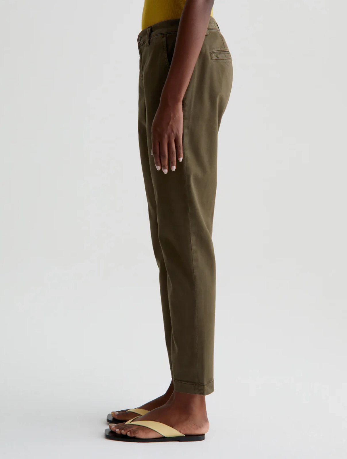 Easy Care CADEN TAILORED TROUSER IN SULFUR SHADY MOSS