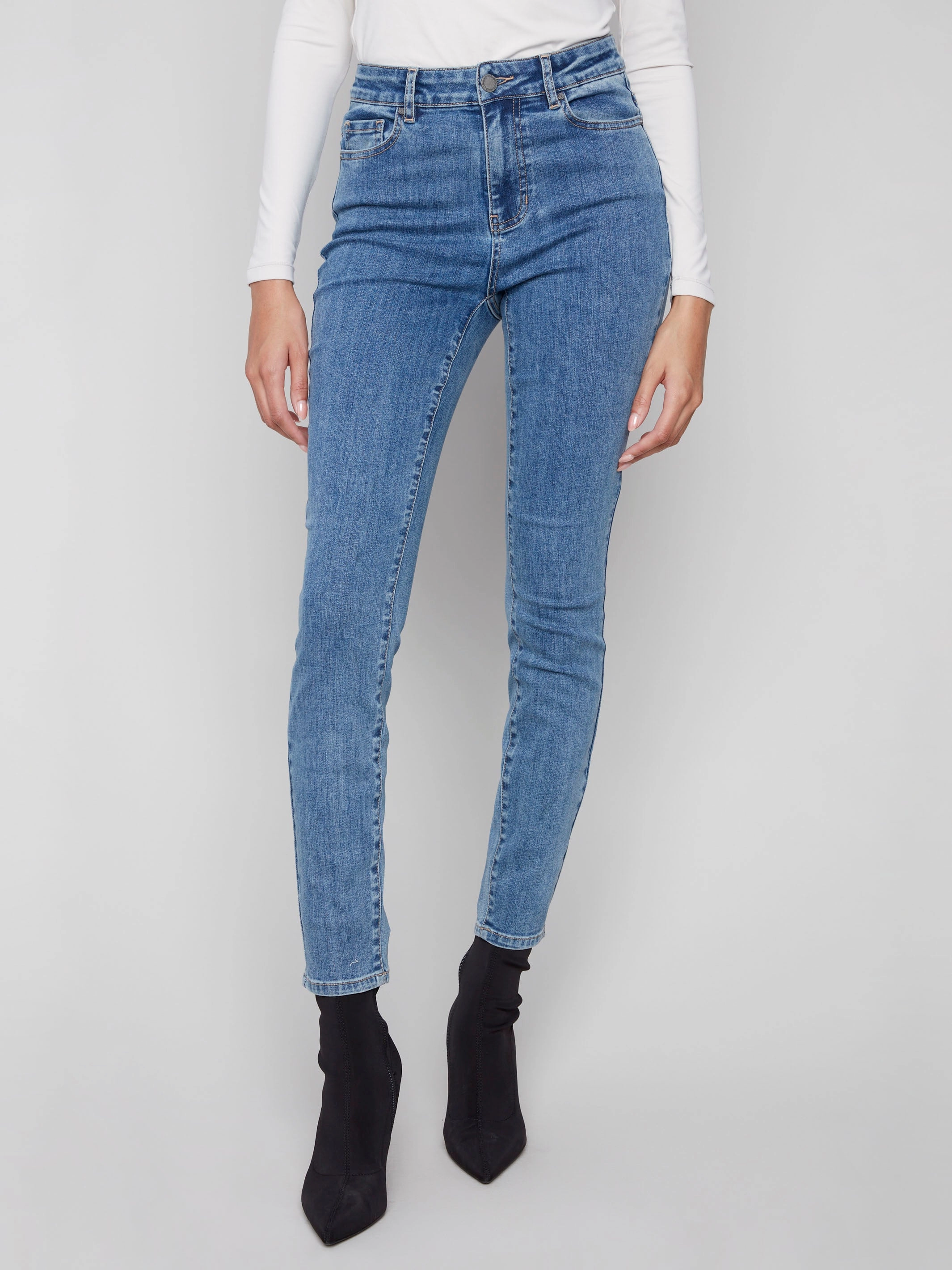 Carine Skinny Jeans - Medium Blue Stylish Casual