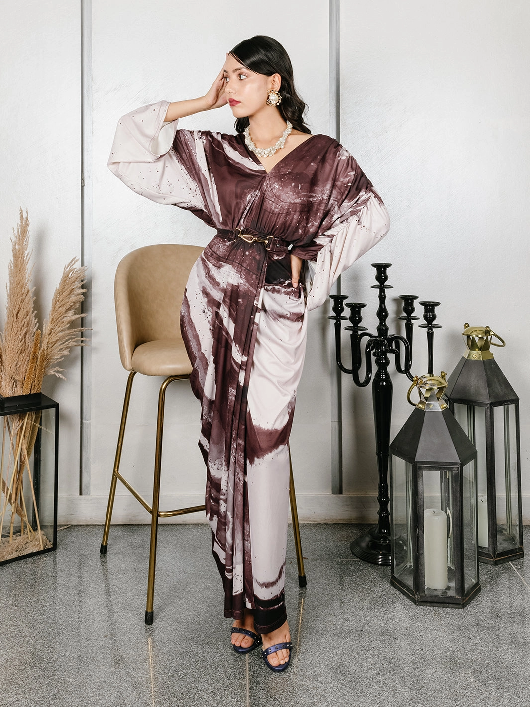 Side Pleats Carrara pleated Gown