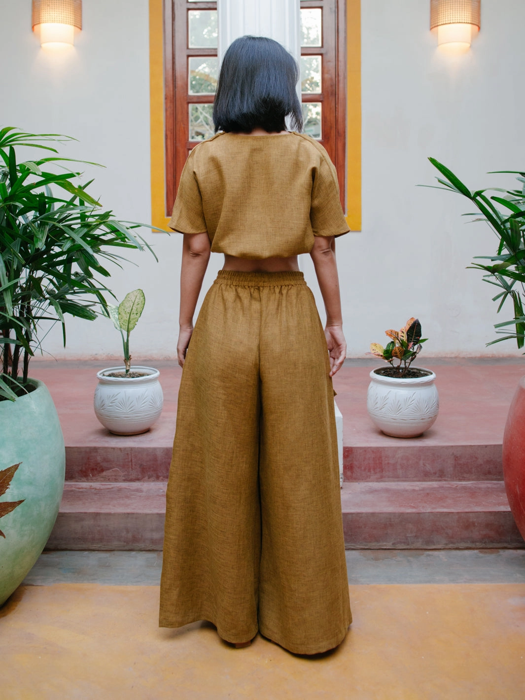 Chic Waist Design Mersin Mustard Layered Pants