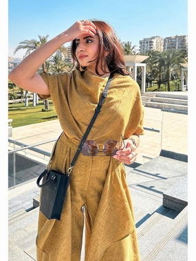Silky Shape Mersin Mustard Layered Pants