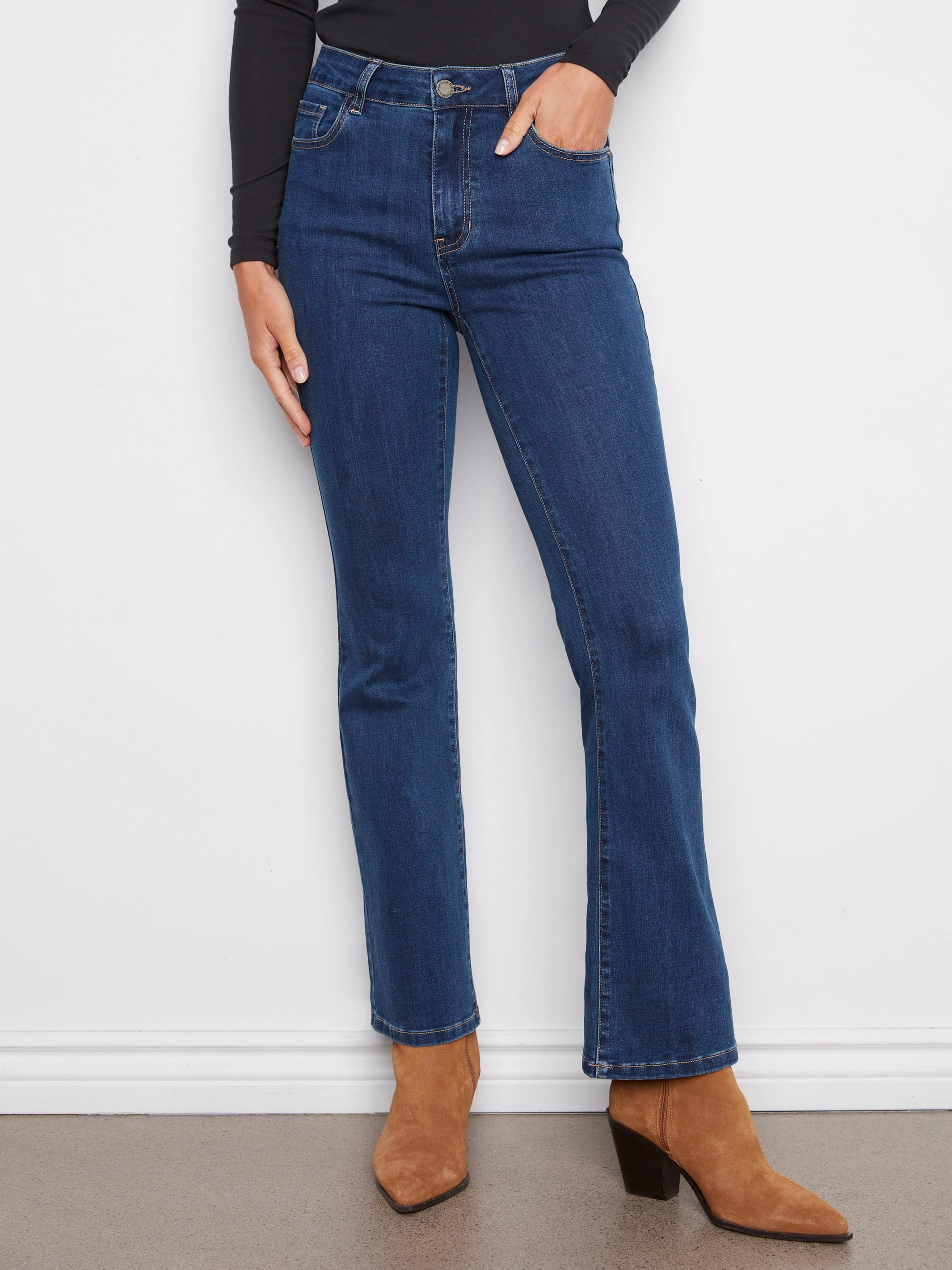 Celine Flare Leg Jeans - Indigo Autumn Days Outdoor Enthusiast Streetwear Fan Style Match