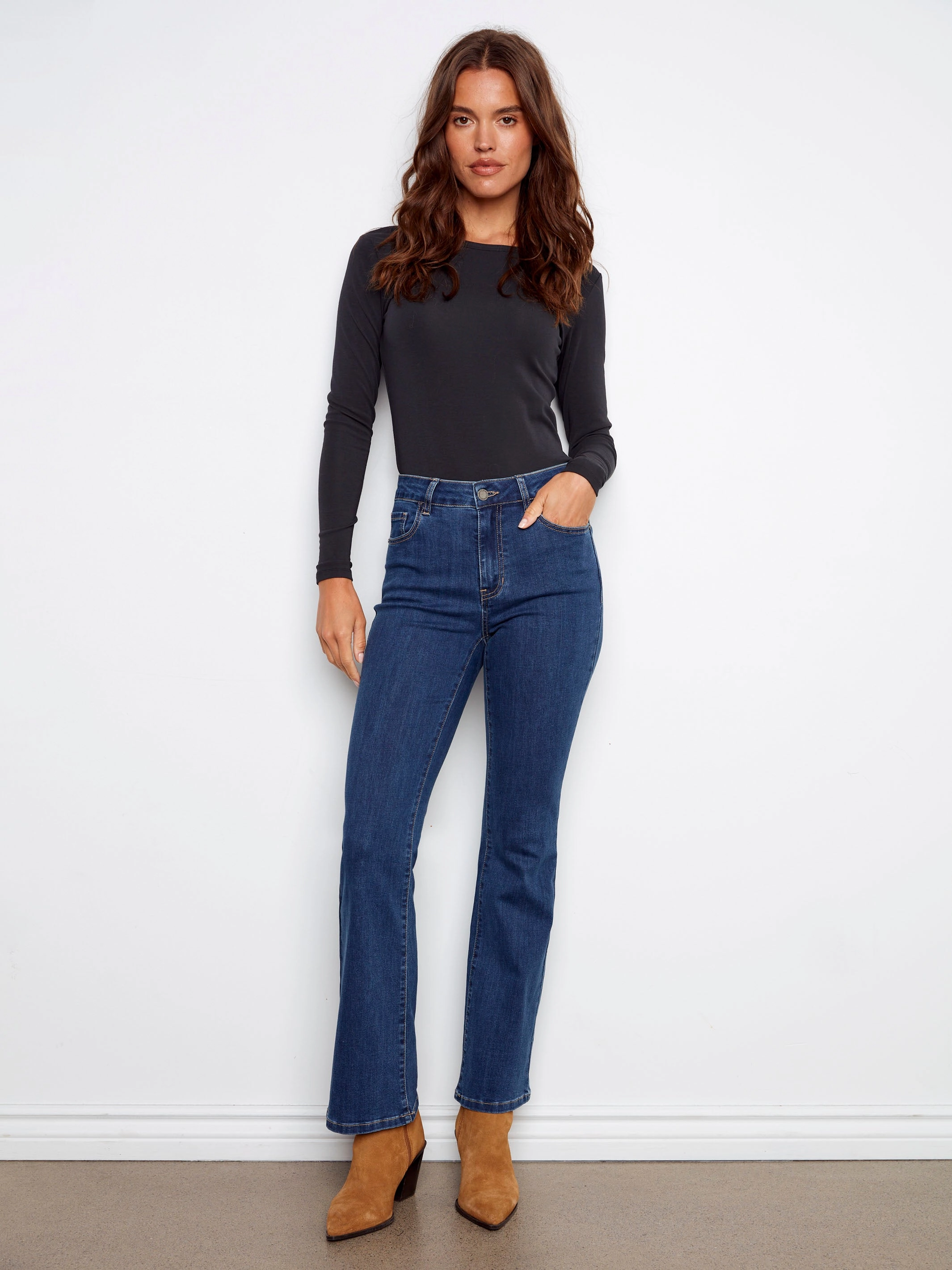 Pre Shrunk Fabric Fit Focus Celine Flare Leg Jeans - Indigo