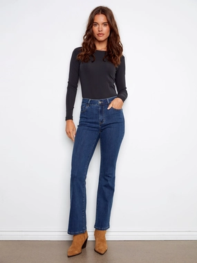 Pre Shrunk Fabric Fit Focus Celine Flare Leg Jeans - Indigo