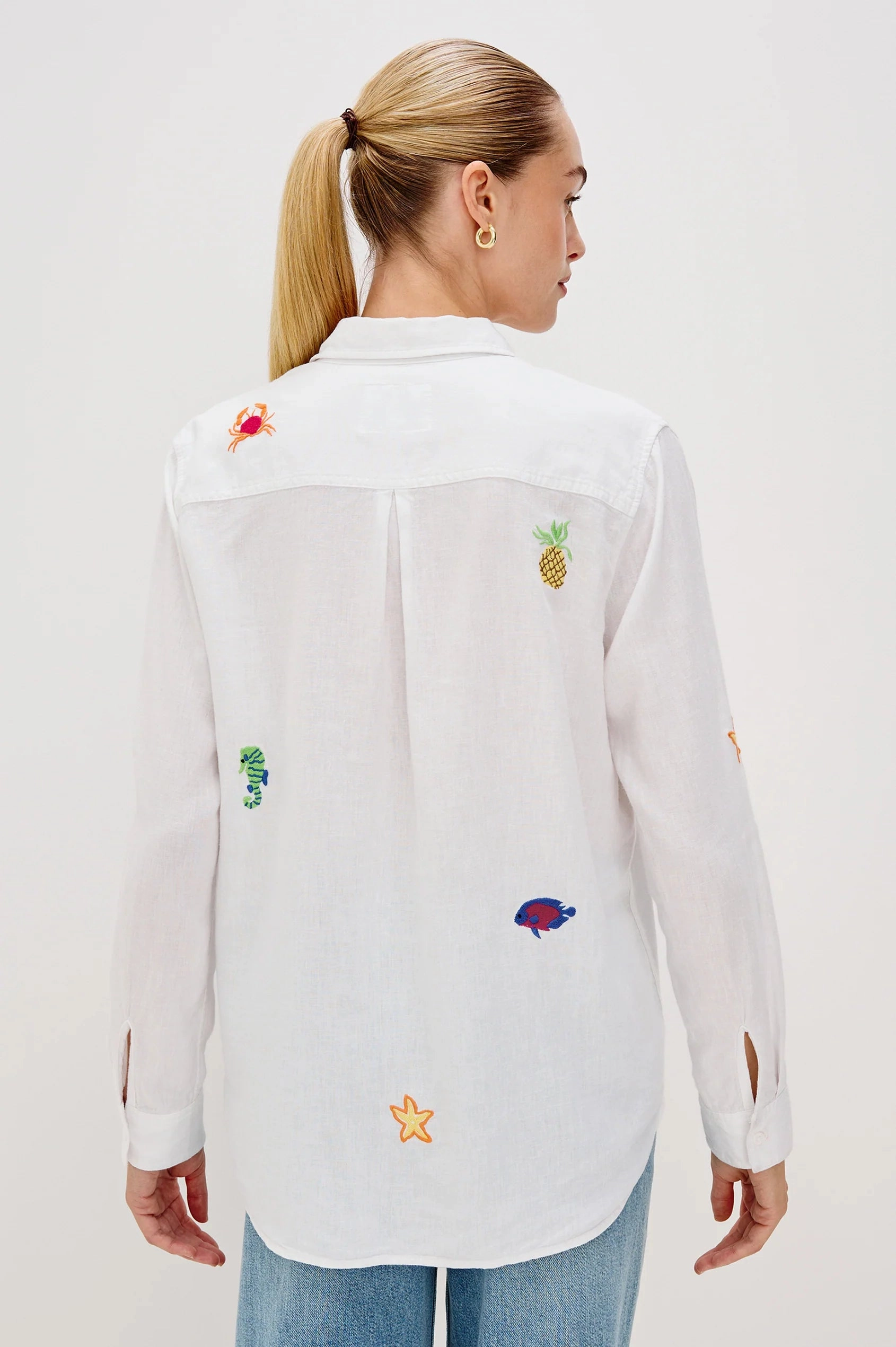 Basic Wardrobe CHARLI ISLAND EMBROIDERY LONG SLEEVE LINEN SHIRT