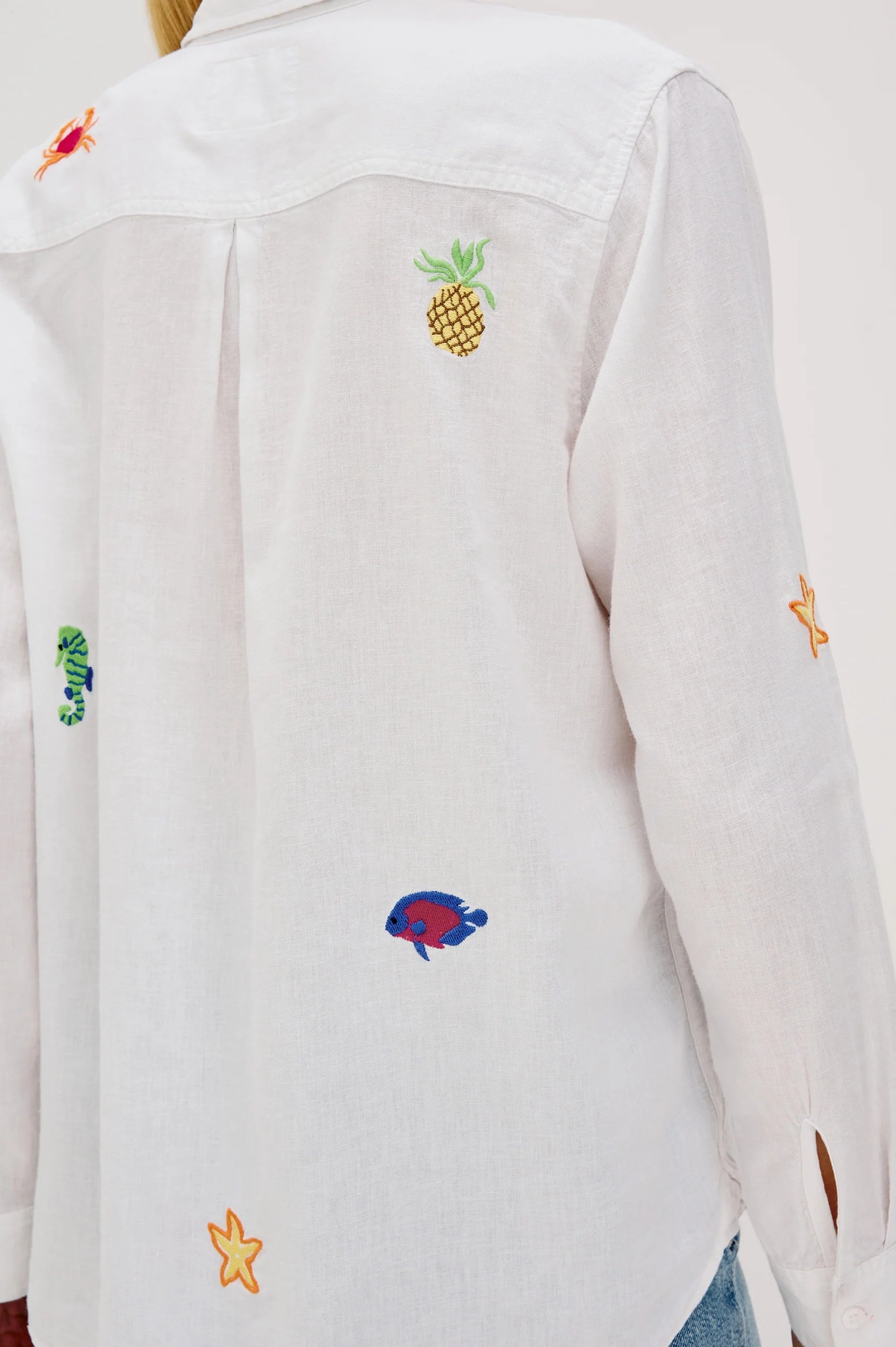 LayeredPanels CHARLI ISLAND EMBROIDERY LONG SLEEVE LINEN SHIRT