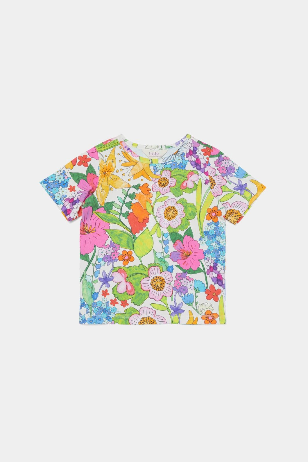 Ribbed Neckline Cottage Kids Floral SS Tee