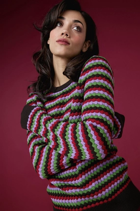 Nico Stripe Knit Jumper Warm Wear Relaxed Layers