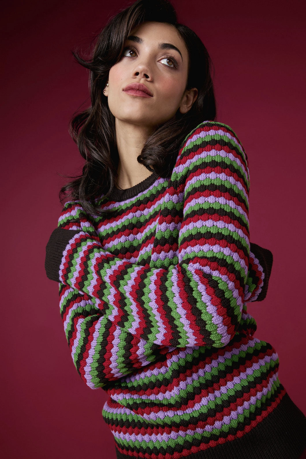 Nico Stripe Knit Jumper Warm Wear Relaxed Layers