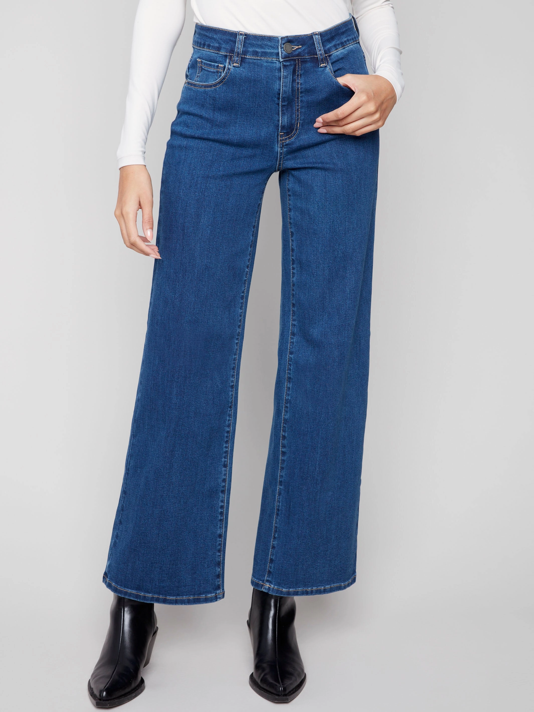 Chloe Wide Leg Jeans - Indigo Non Stretch Denim