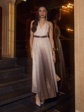 Ombre Whisper Sequins Jumpsuit Unique Print Flattering Waistband Fit