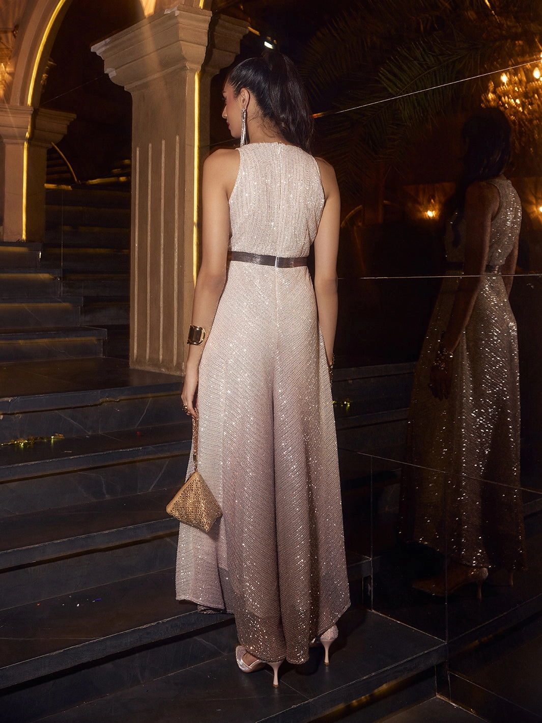 Ombre Whisper Sequins Jumpsuit Photo Light