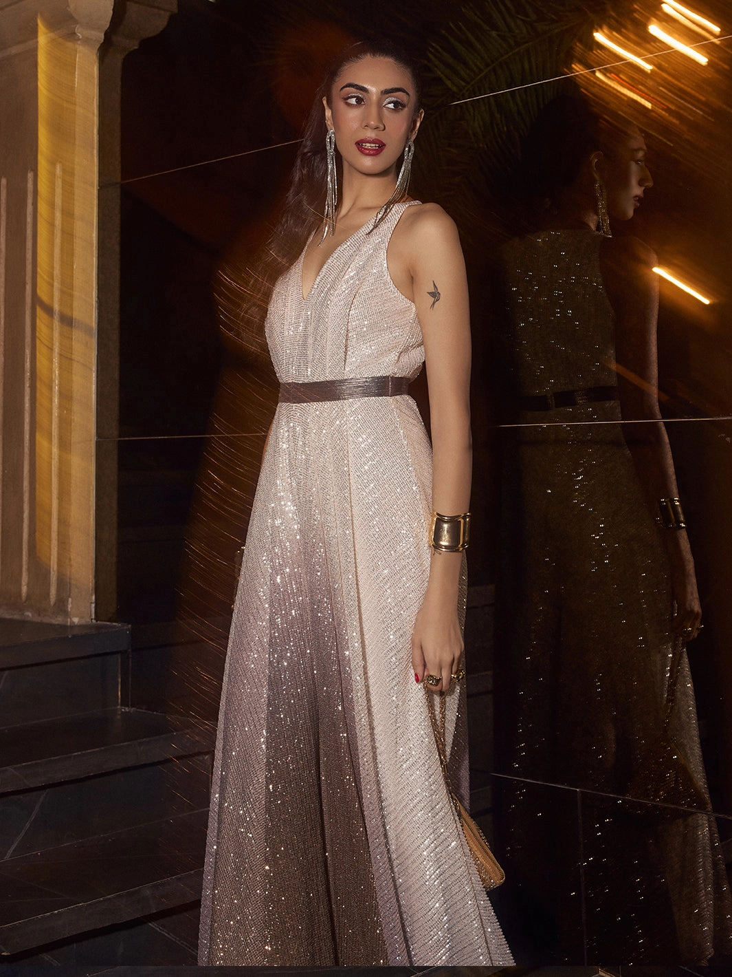 Soft Air Ombre Whisper Sequins Jumpsuit