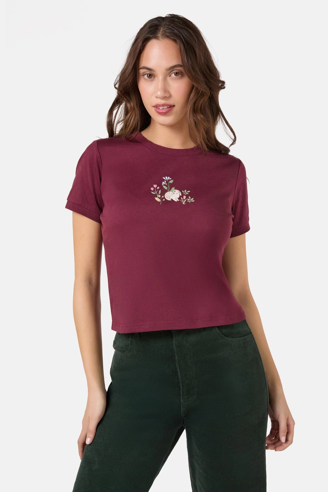 Coco Rabbit Tee Curved Hem Design Chic Tee