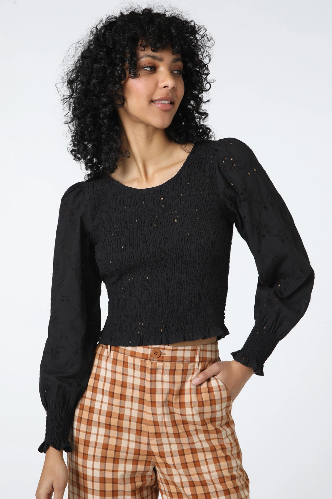 Tencel Cotton Hybrid Weave Everyday Fashion Raven Top