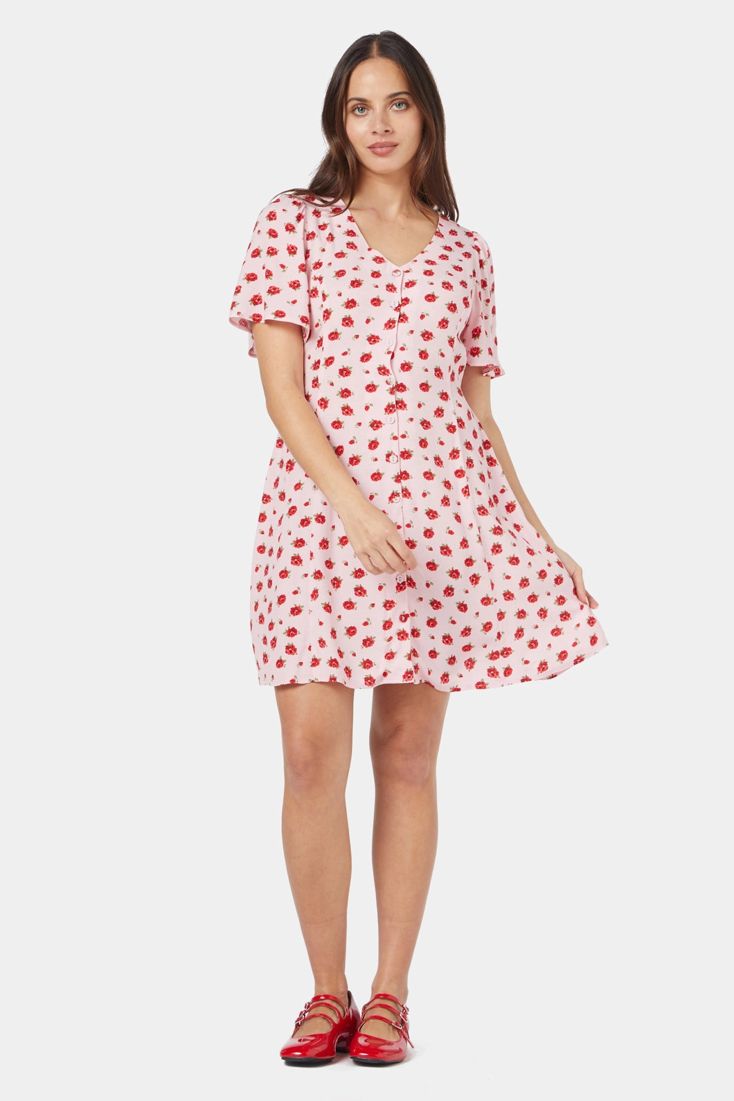 Edgy Layers Perfect Fit Look Baby Roses Mini Dress