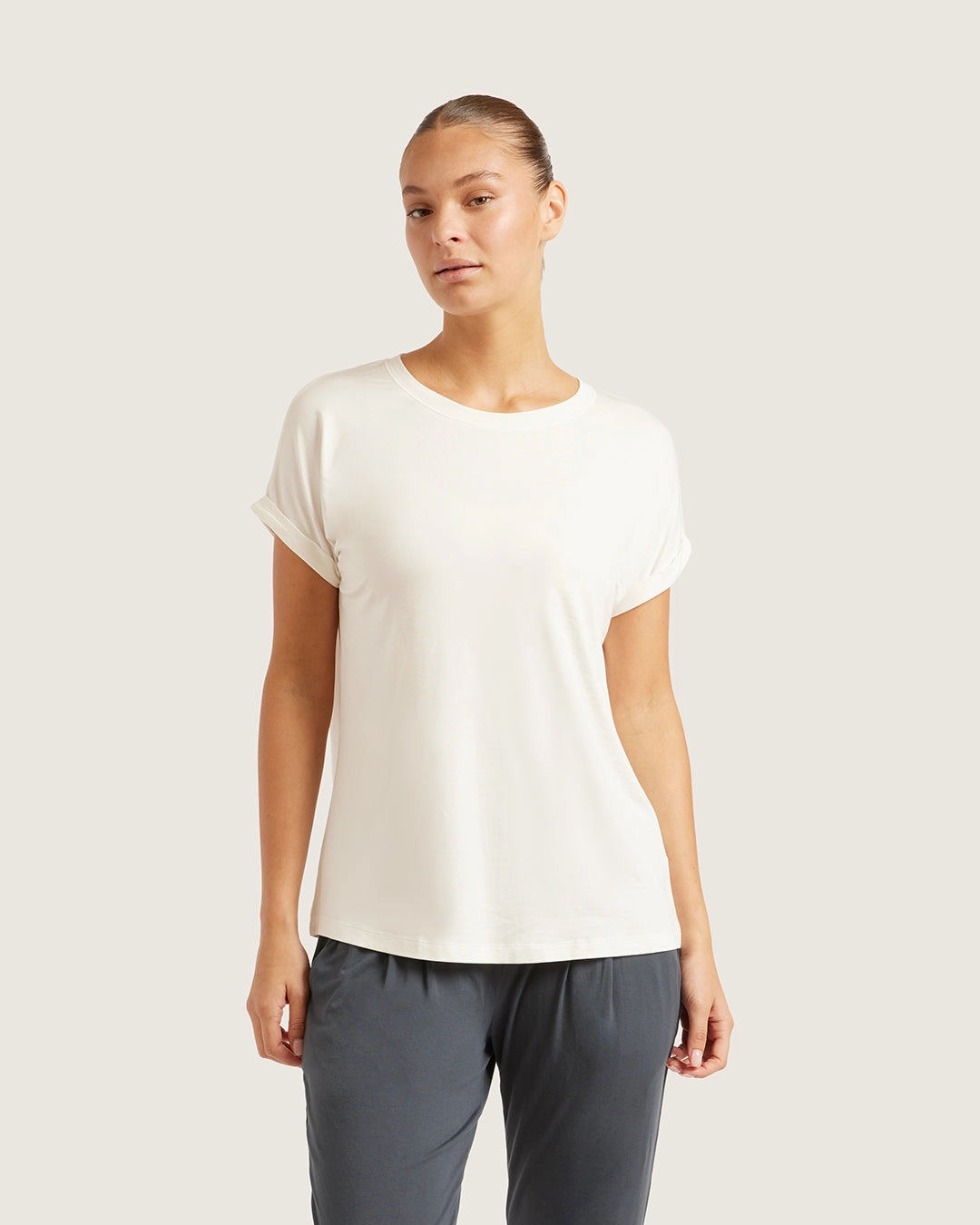 Stylish Blouse WrinkleFreeFabric Downtime Lounge Top - Natural White