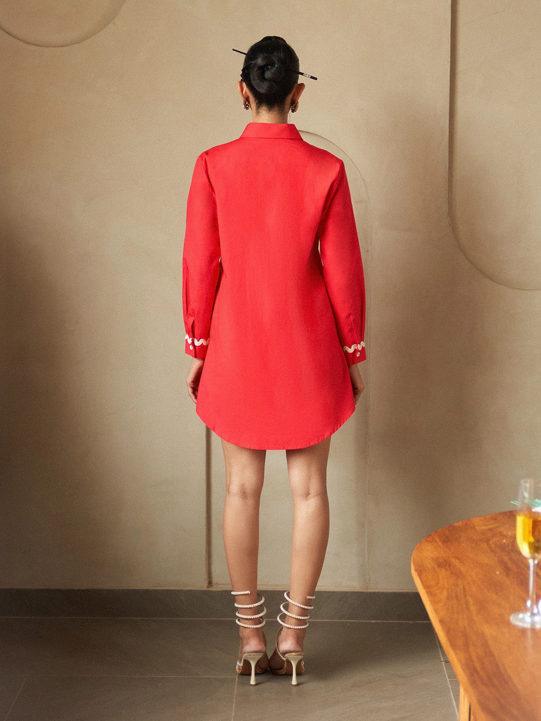 Kiku Floral Embroidered Lace Shirt Dress Warm Pink Sleek And Stylish