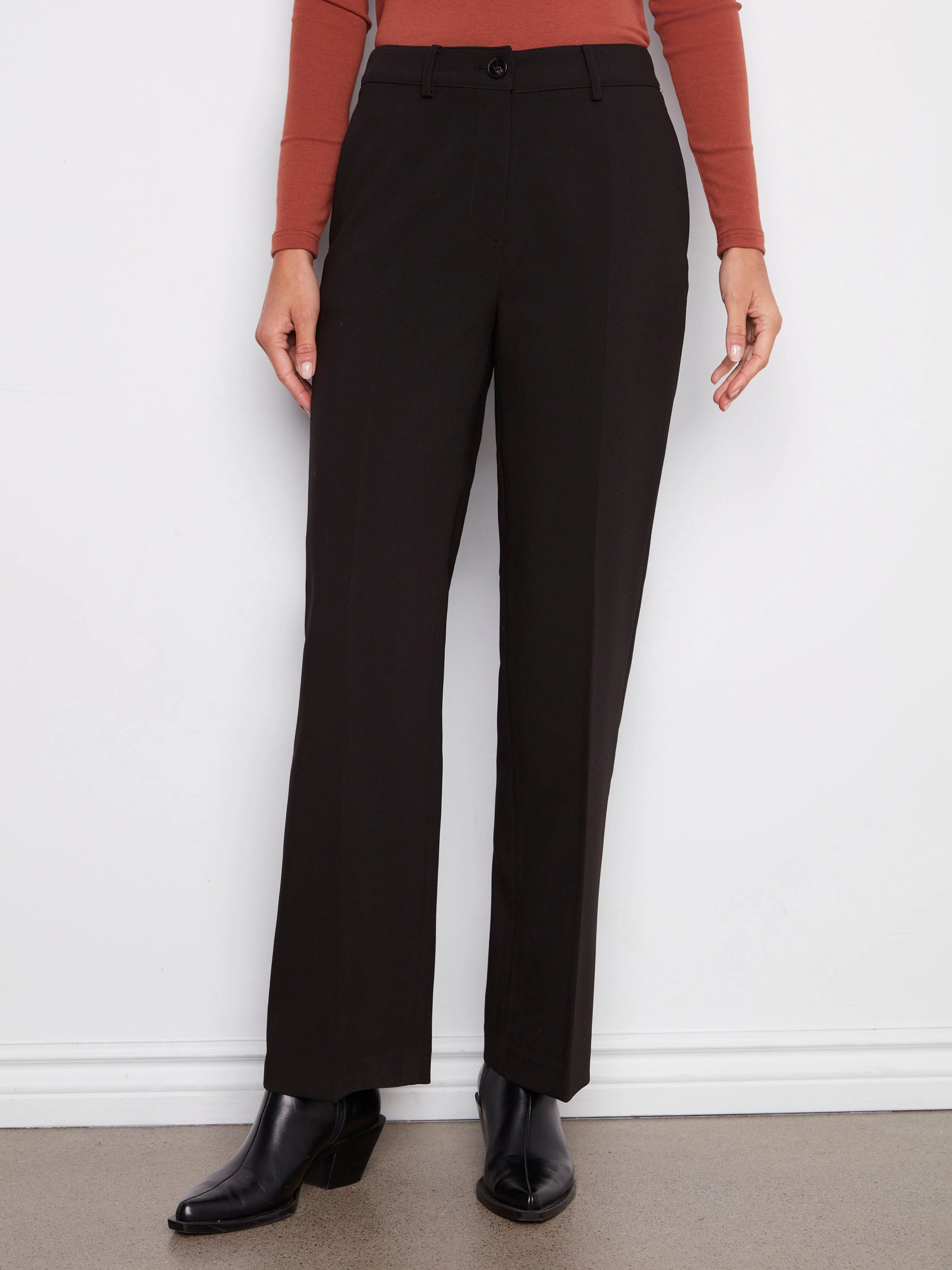 Straight Leg Pants - Black Anti Pilling Treatment Relaxed Comfort Look