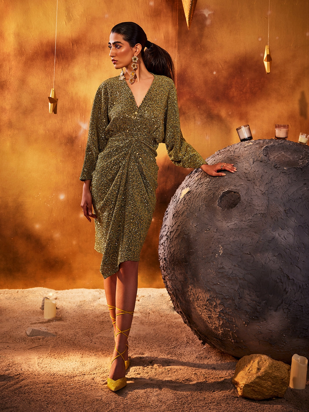 City Casual SPACEWALK GOLD DRESS