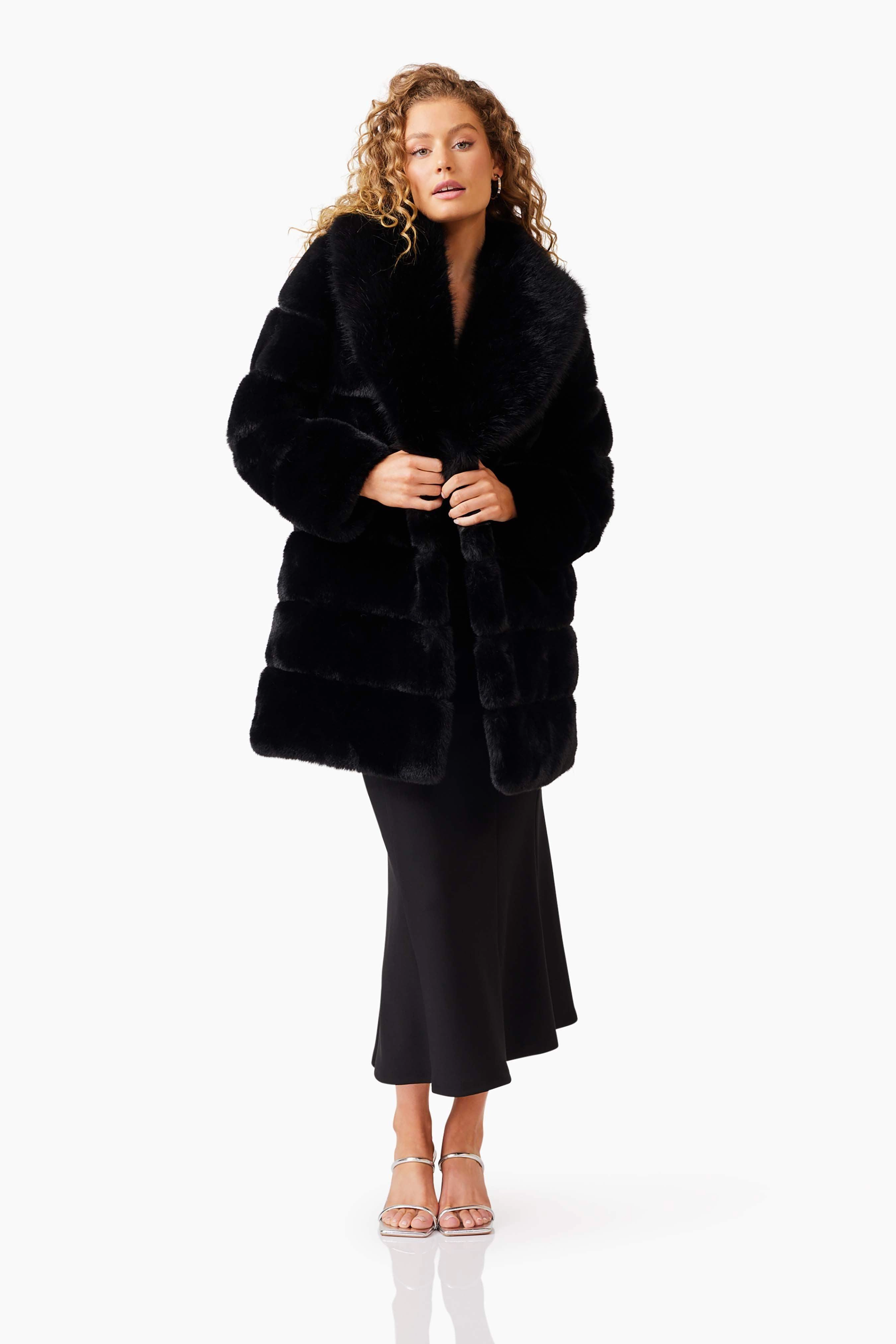 Keystone Faux Fur Coat in Black sophisticated appearance