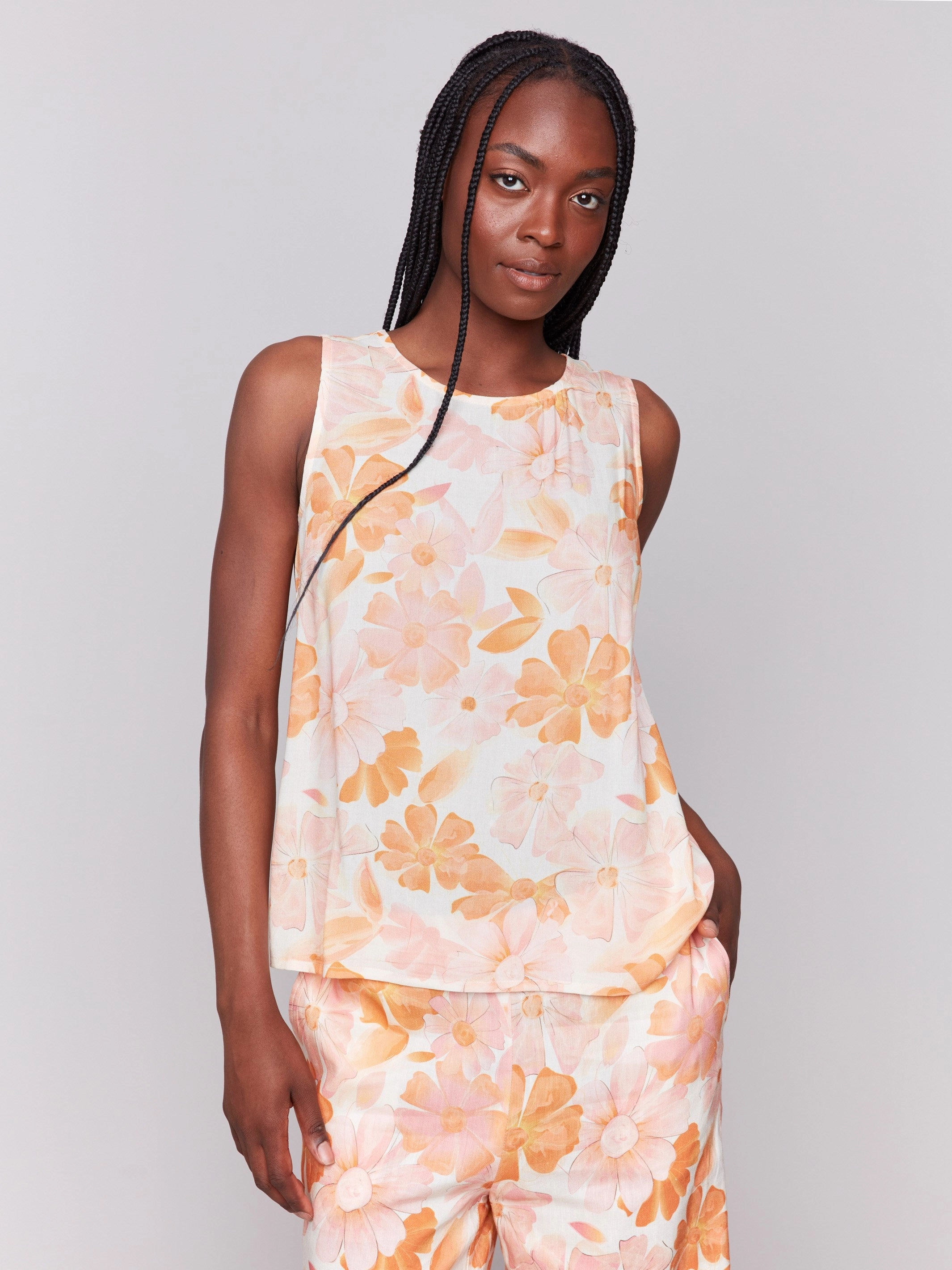 Sustainable Choice Printed Viscose Sleeveless Top - Blooming