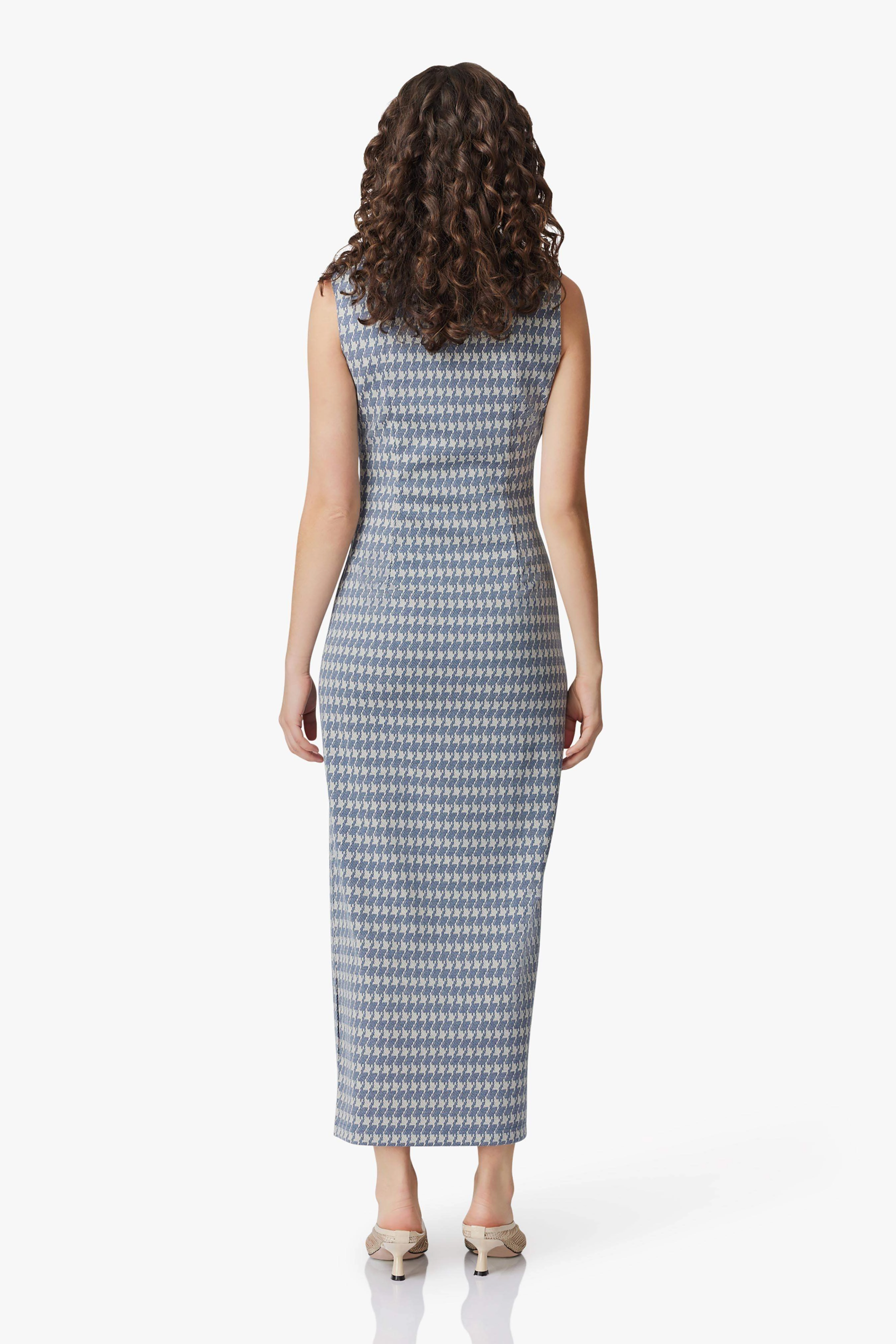 Casual chic dress Seasonal Style CURAAE Diana Midi Dress In Blue & White