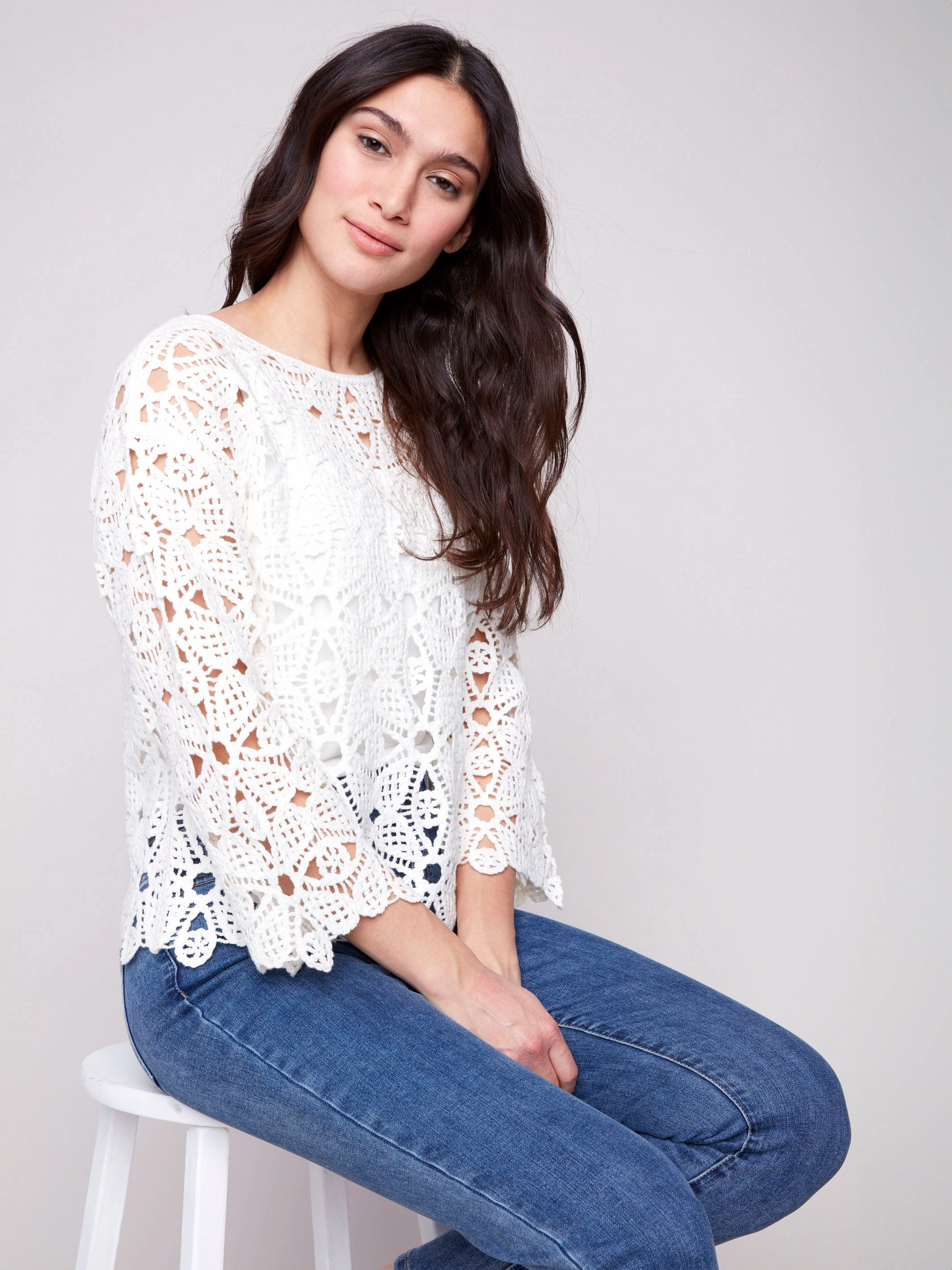 Cotton Blend Crochet Top - Natural Premium Quality