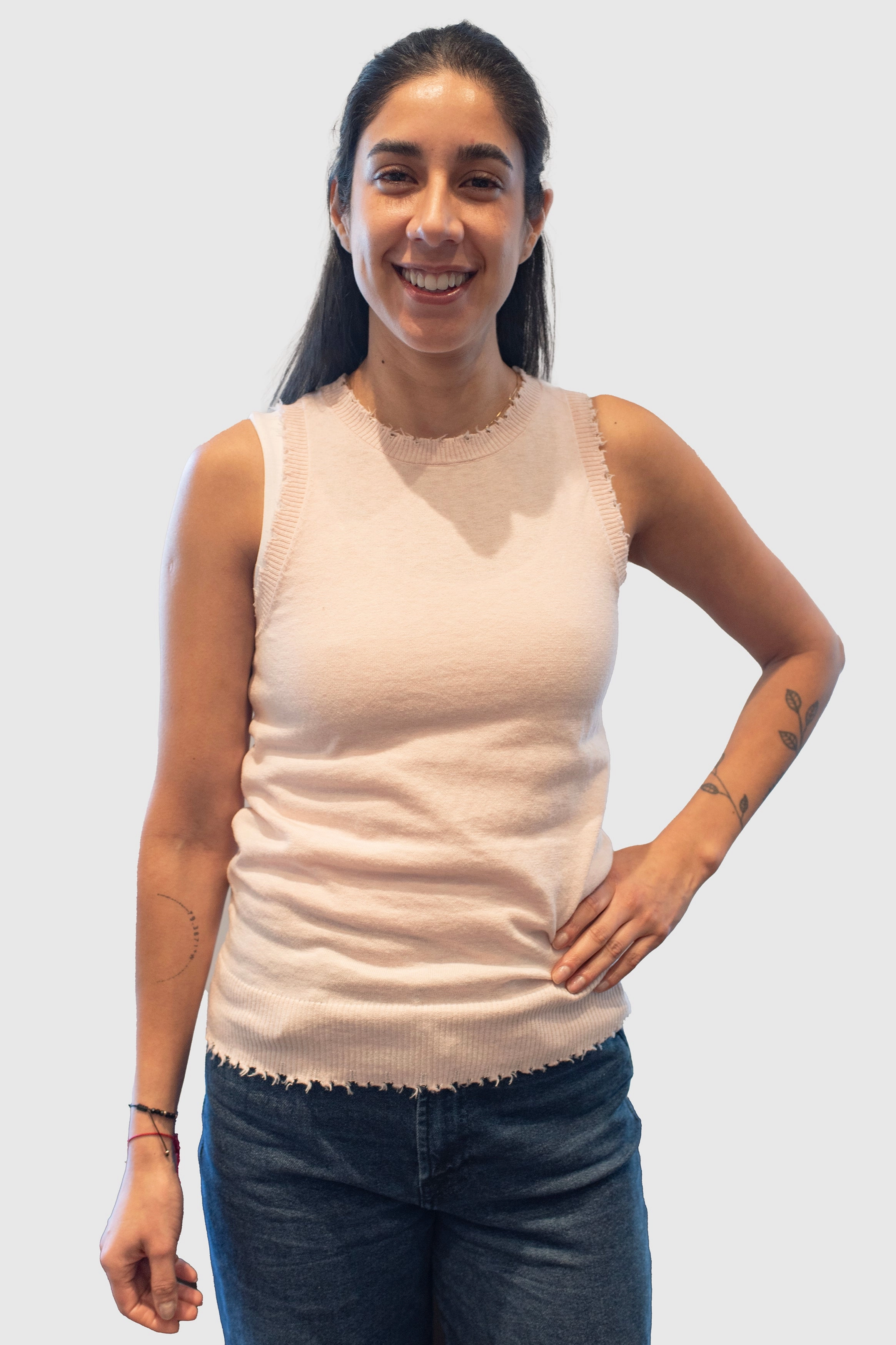 Gym Safe Wind Glow COTTON CASHMERE FRAYED TANK