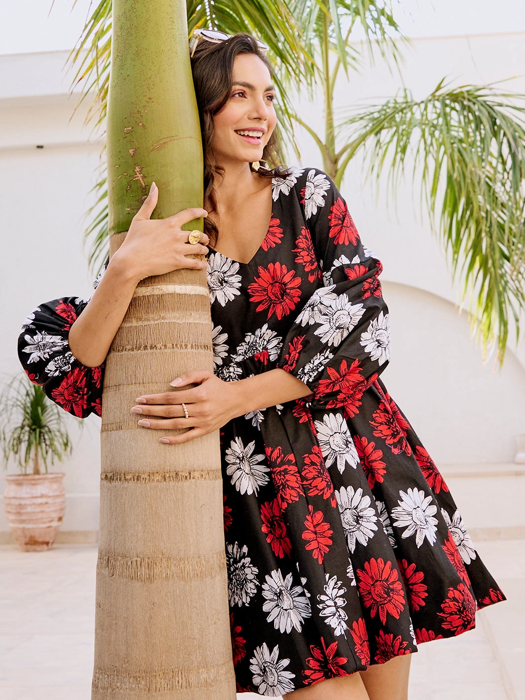 Sanur Balloon Mini Dress Bright bold dress Airy Layer