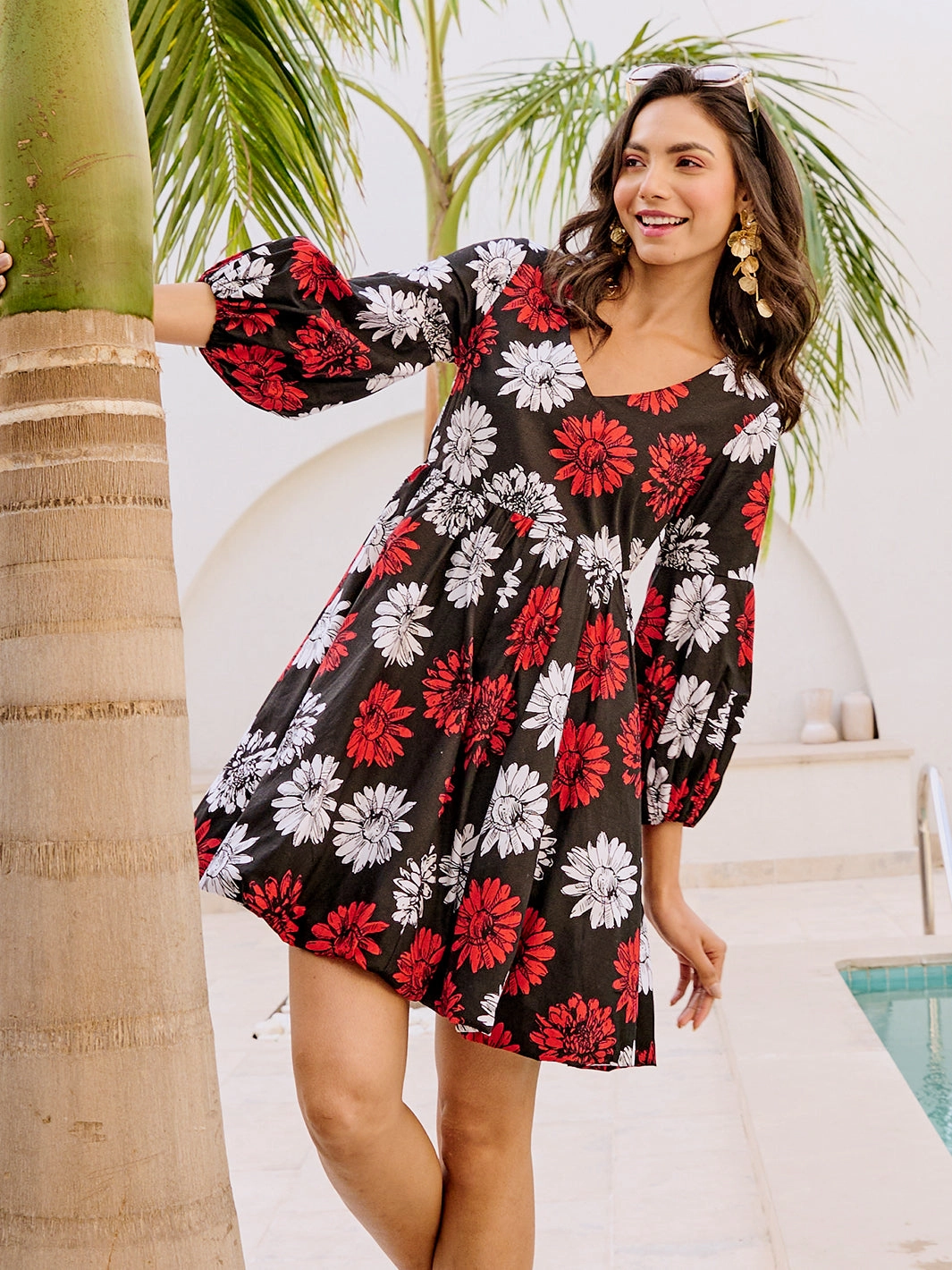 Sanur Balloon Mini Dress Smart Edge Silky Surface