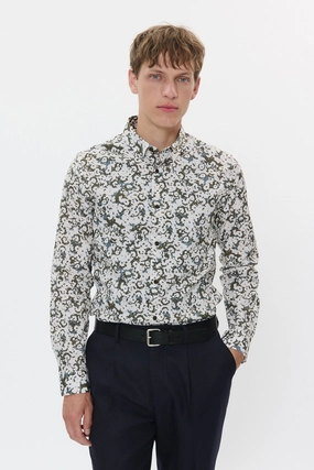 MATROSTOL BUTTON UP FLORAL LONG SLEEVE SHIRT AntiStatic Cloth