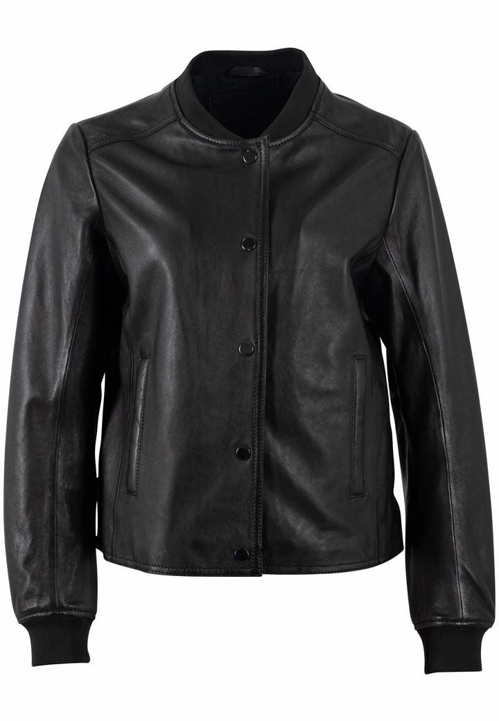 YELE RF SNAP FRONT LEATHER BOMBER JACKET Breathable Lamination