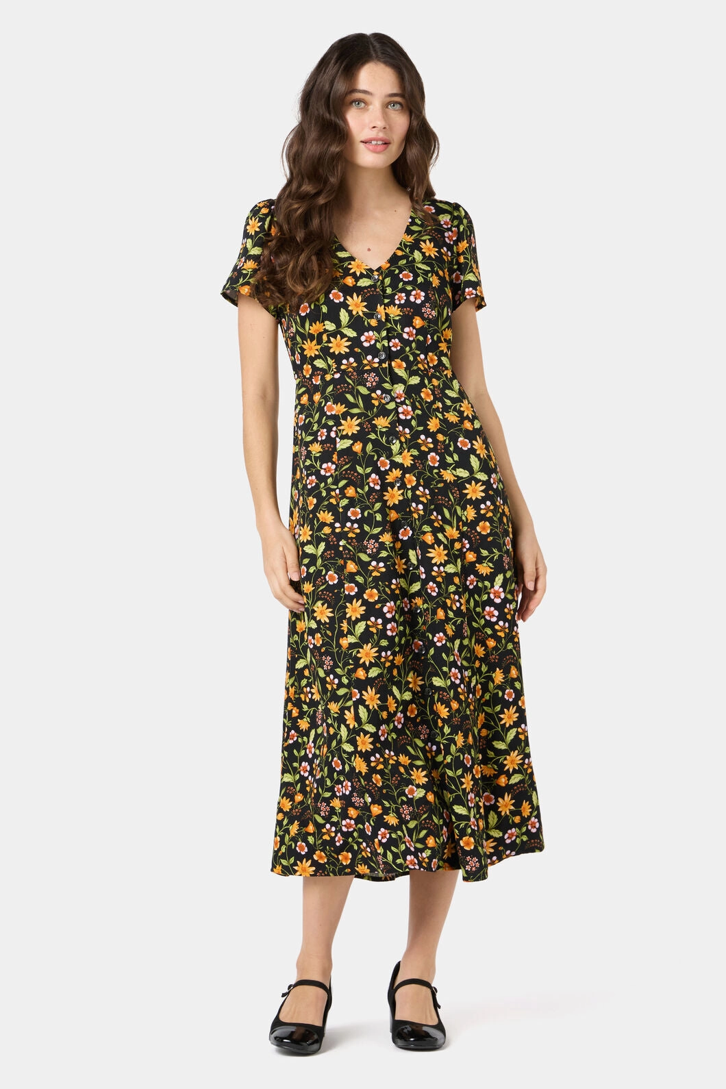 Alyssa Floral Midi Dress Fluid Shape Light Fabrication