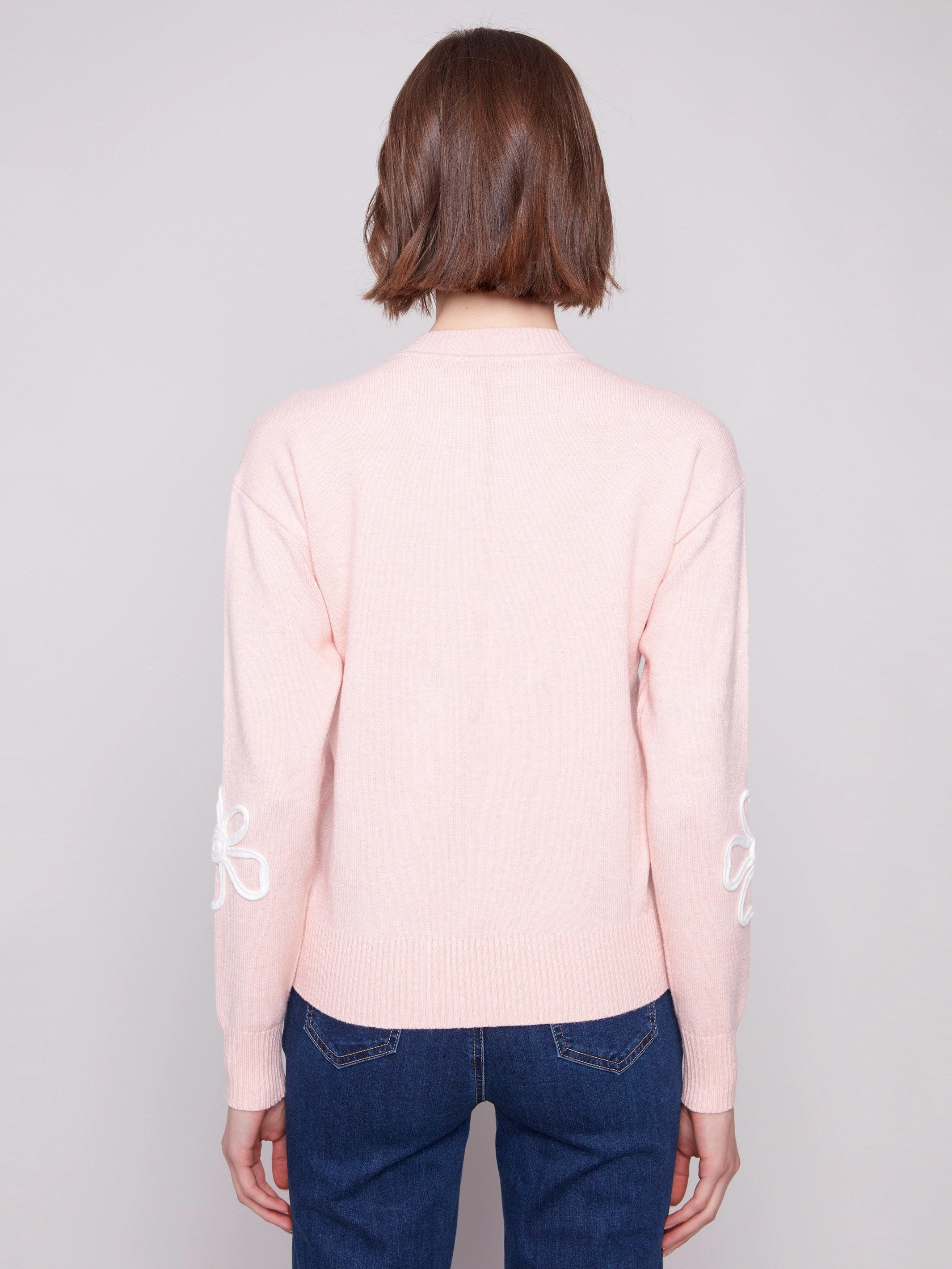 Crew Neck Floral Soutache Sweater - Heather Ballet Closet