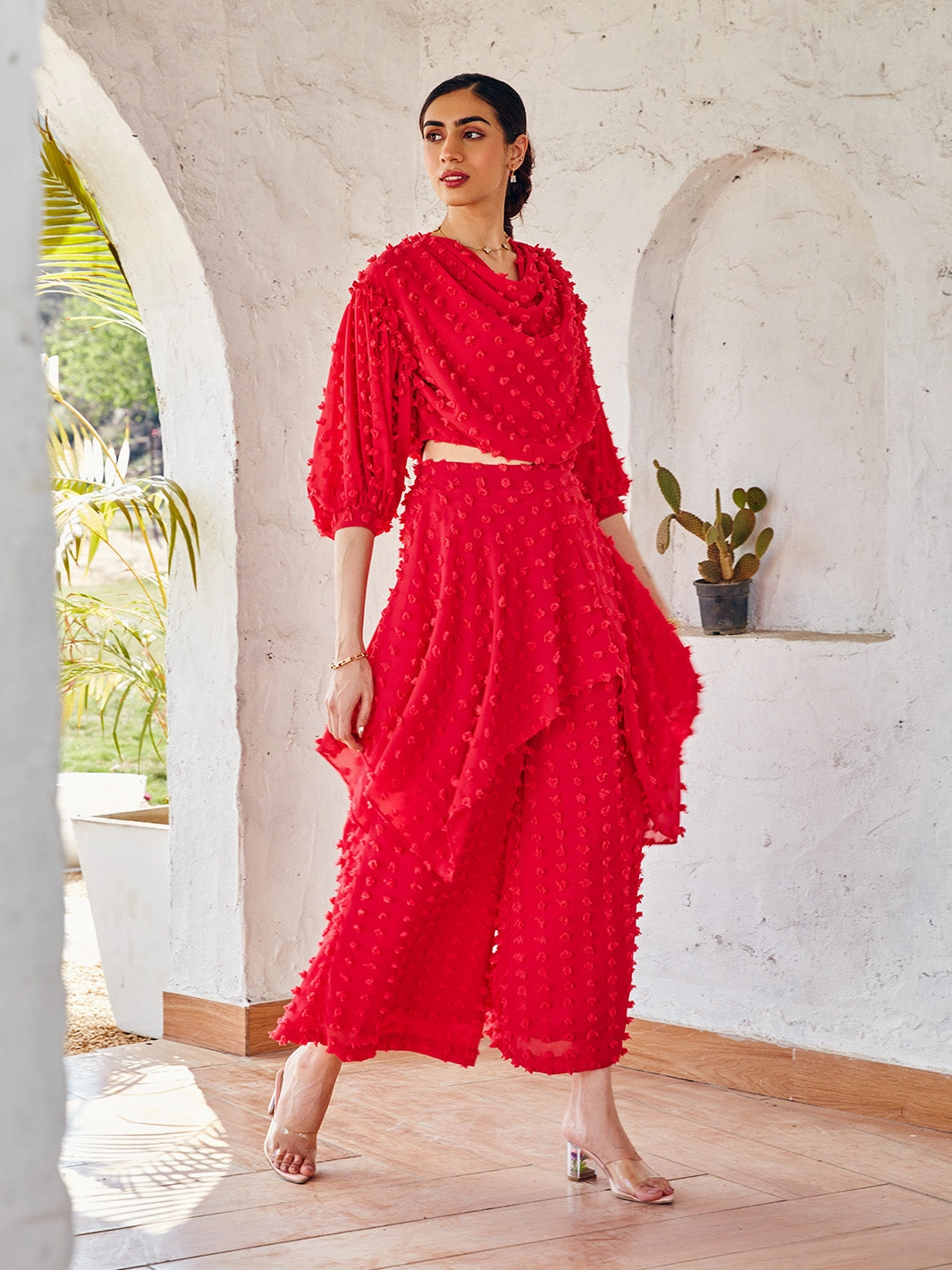 Comfortable Wear Light and breezy summer dress Crimson Co-ord Set