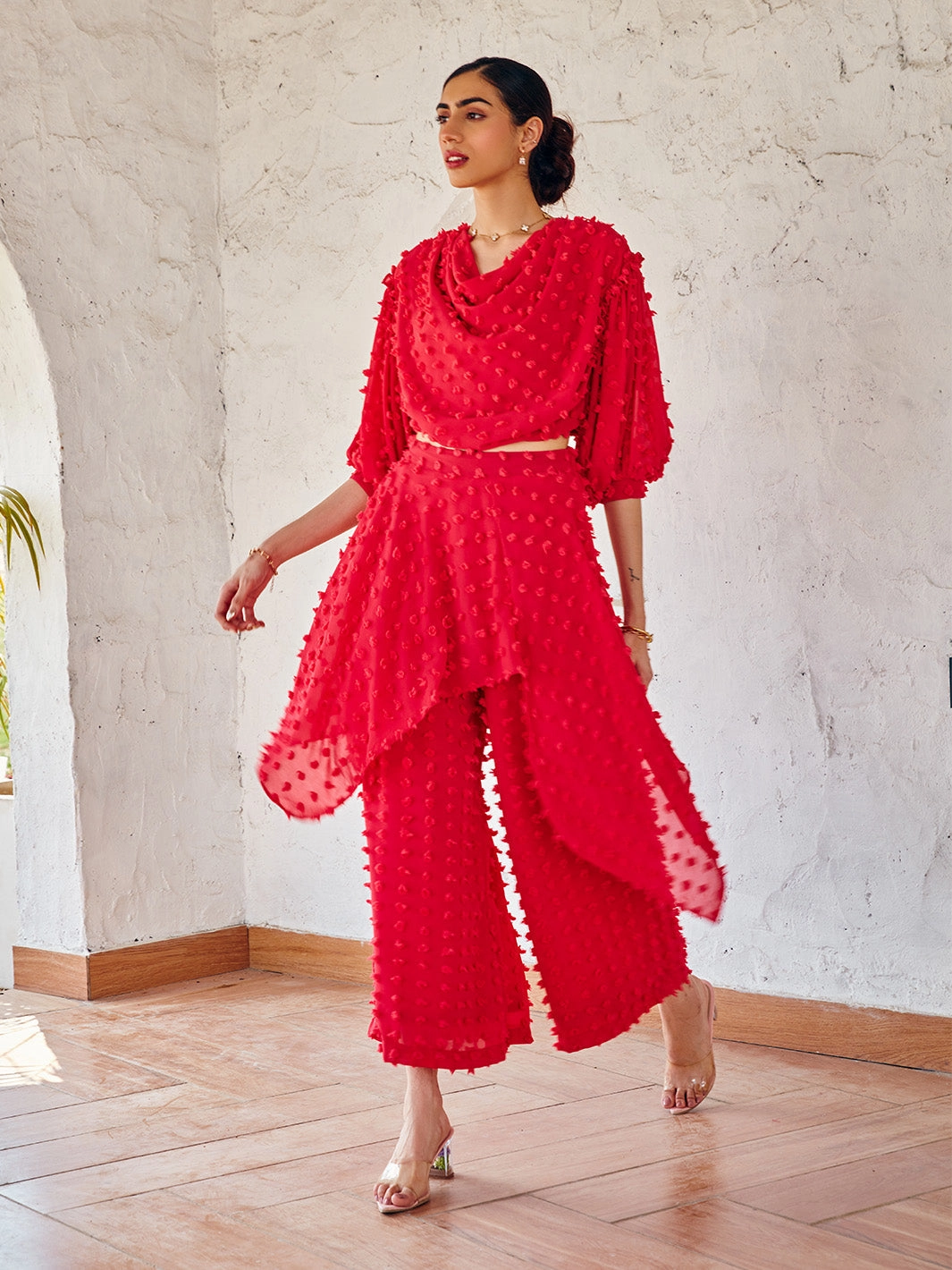 Airy Feel Relaxed-fit maxi dress Crimson Co-ord Set