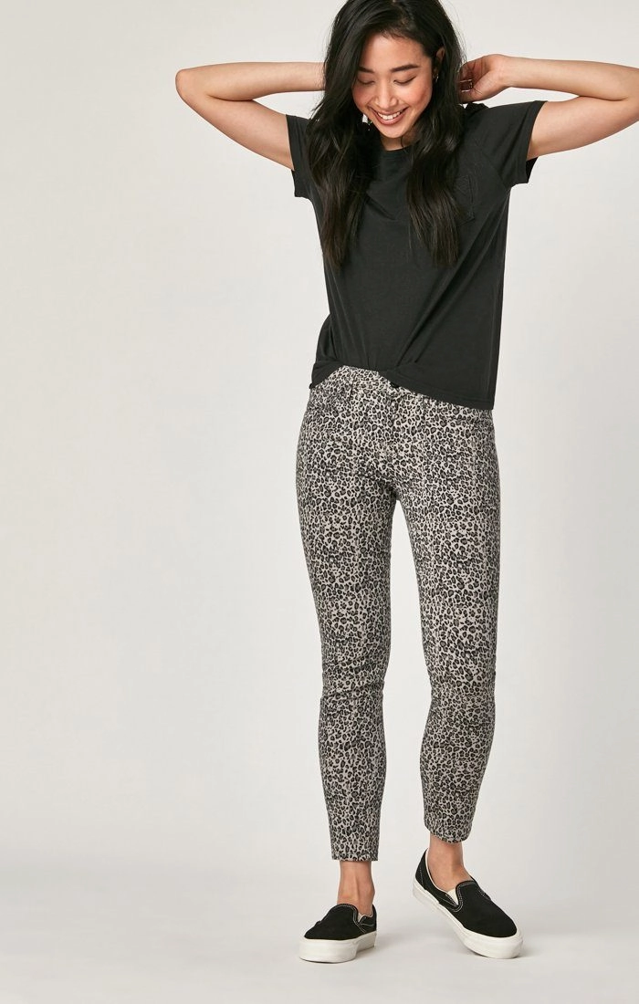 TESS HIGH RISE ANKLE SKINNY IN GREY LEOPARD Unisex Wear Premium