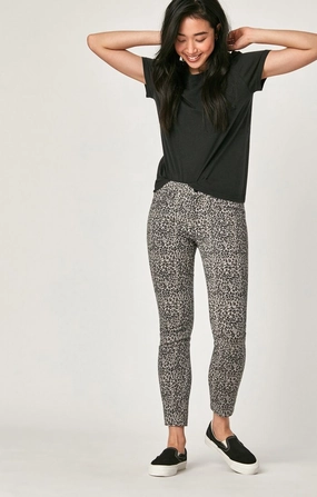 TESS HIGH RISE ANKLE SKINNY IN GREY LEOPARD Unisex Wear Premium