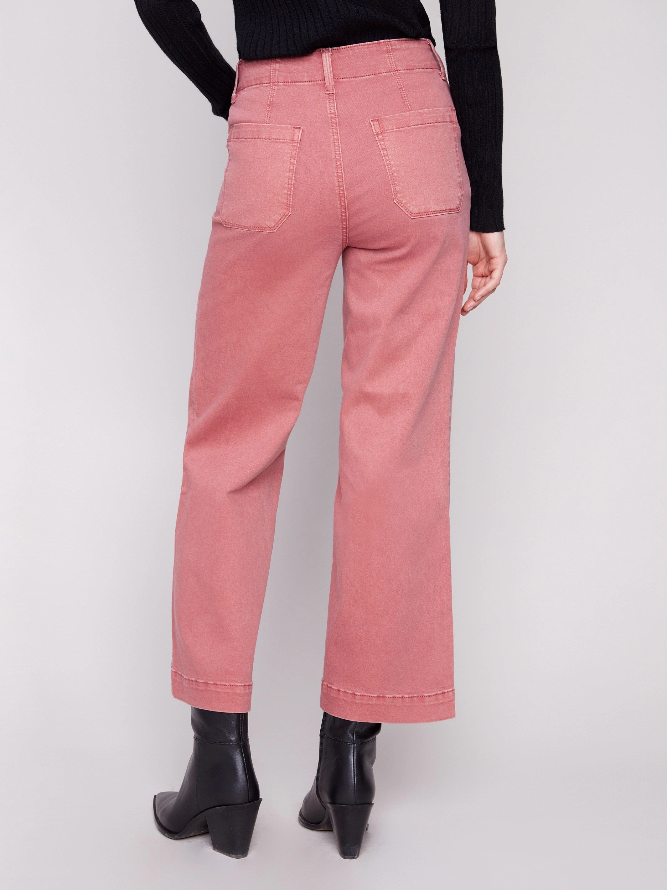 Cropped Wide Leg Stretch Twill Pants - Primrose Vibrant Formal