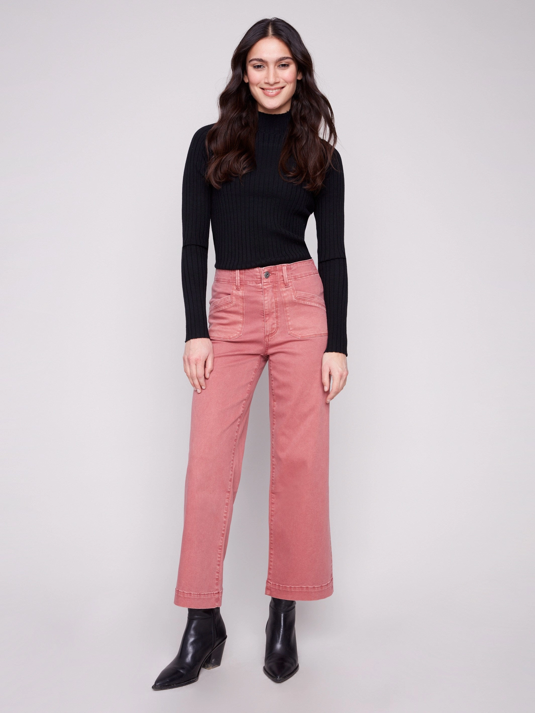 Cropped Wide Leg Stretch Twill Pants - Primrose Year Round