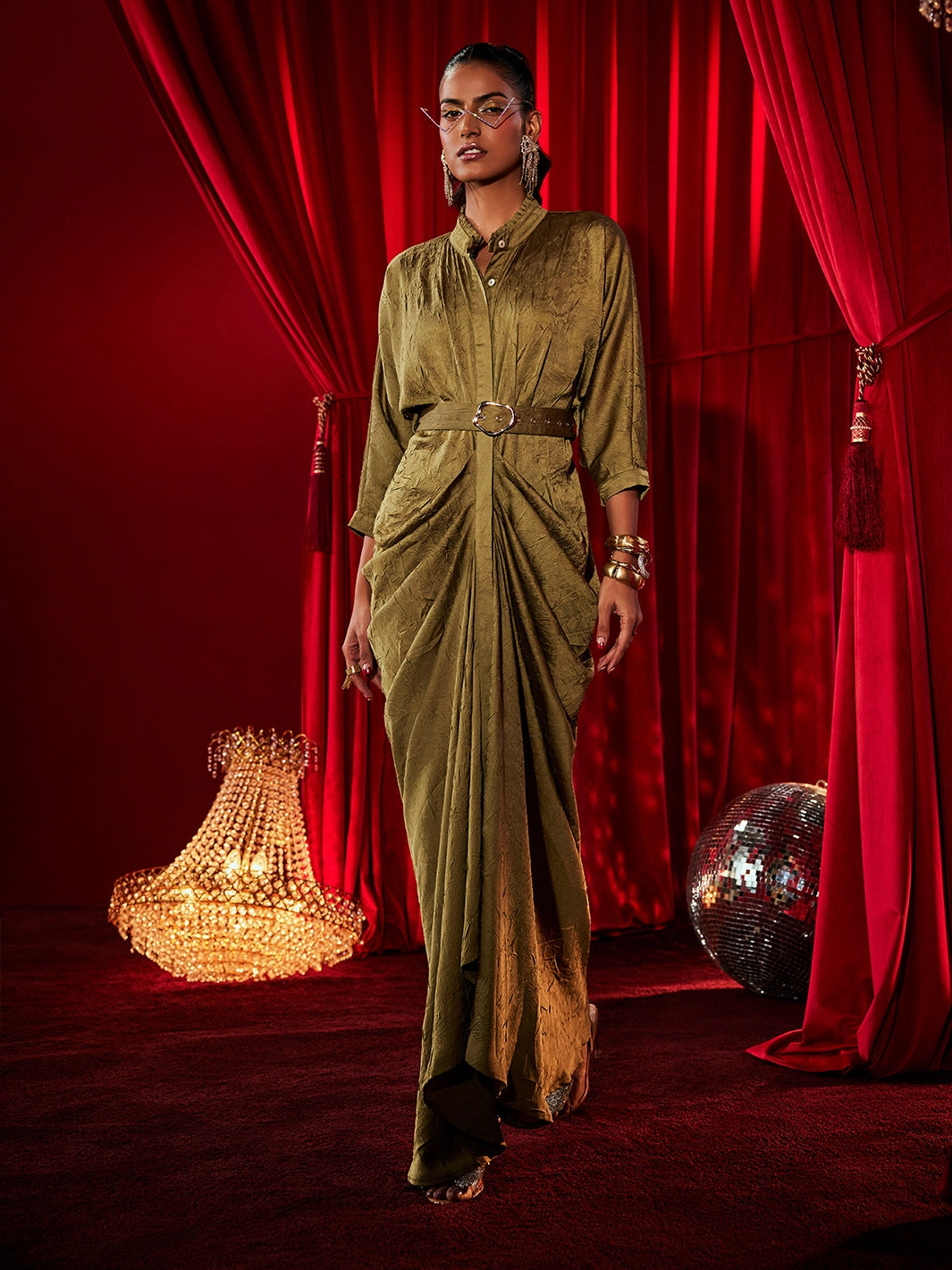 Minimalist fit-and-flare Travel-friendly Crush Satin Waldorf Gown