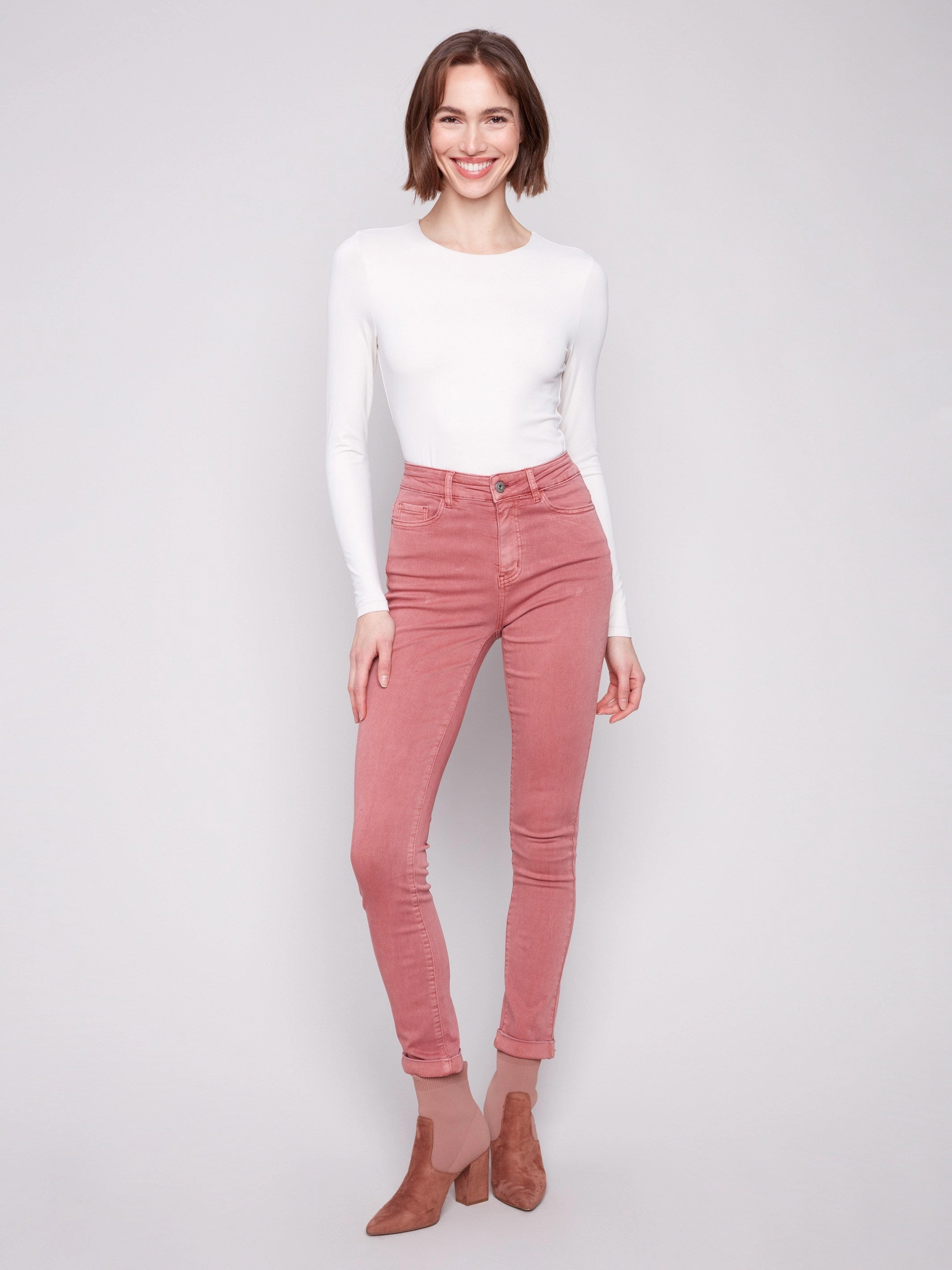 Cuffed Hem Twill Jeans - Primrose Neutral Fit Piece Work Meeting Beach Day