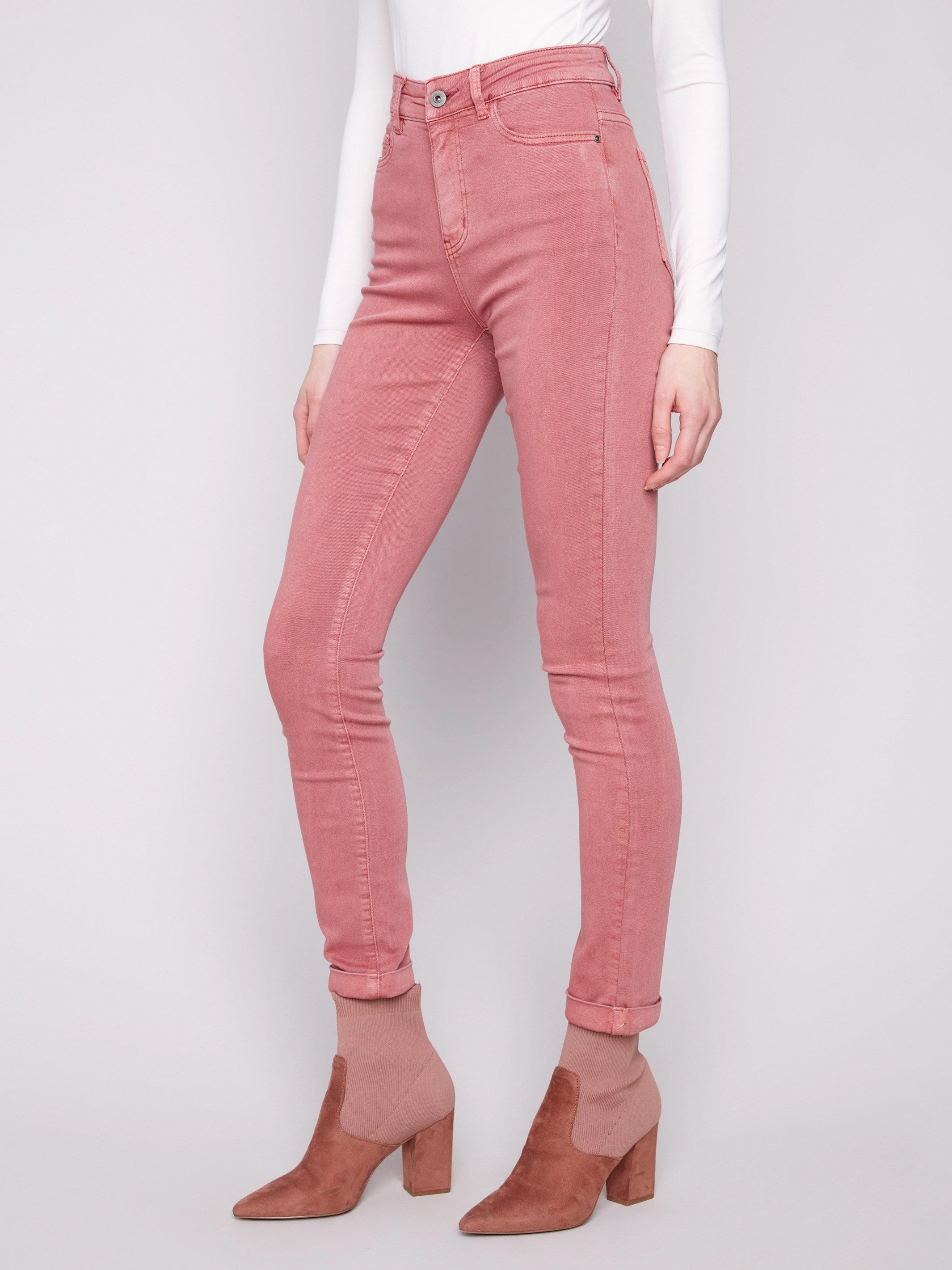 Street Vibe Cuffed Hem Twill Jeans - Primrose